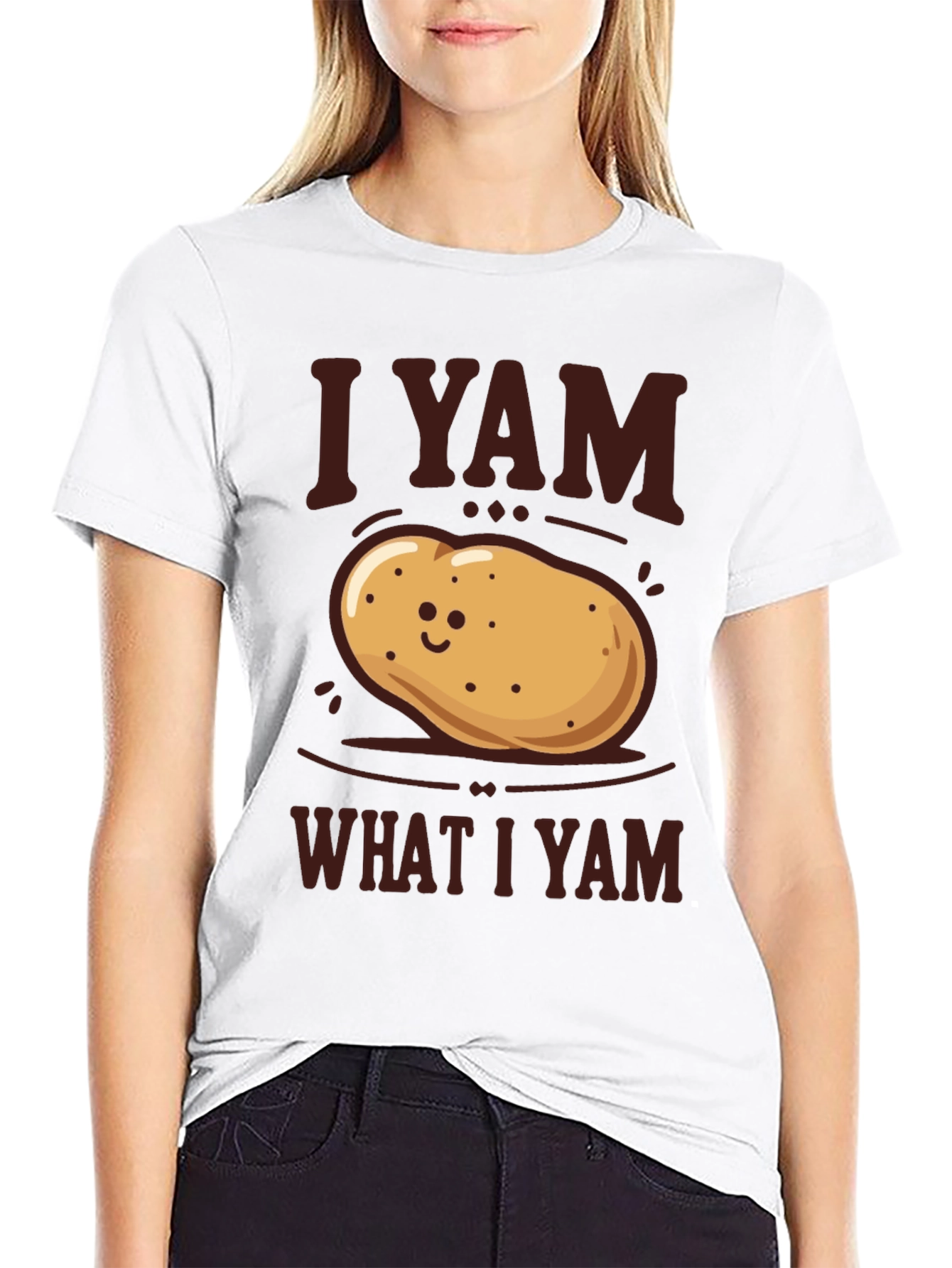 Black I Yam What I Yam Potato T-Shirt - Funny Graphic Tee view 9