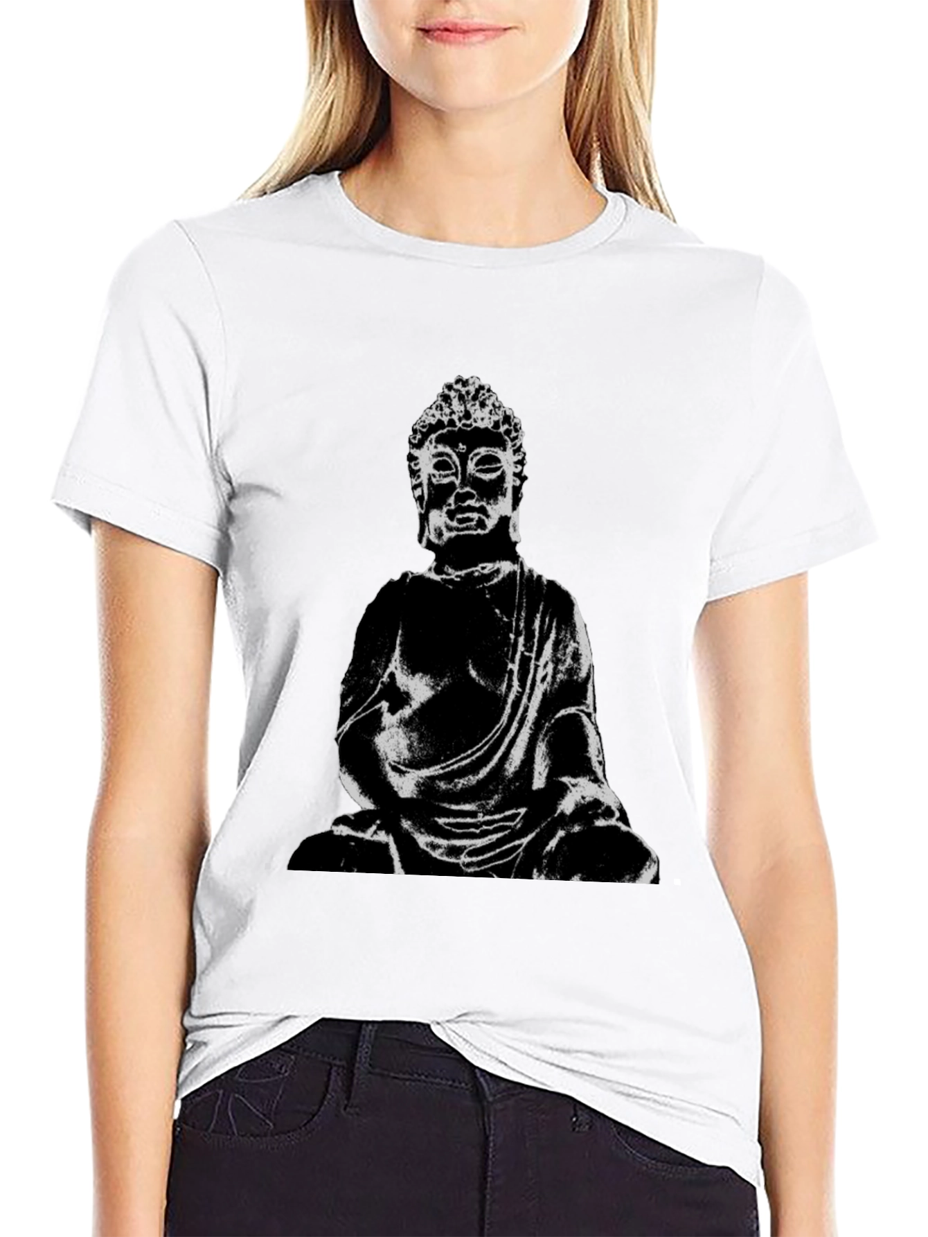 Black Buddha Graphic Print Black T-Shirt view 9