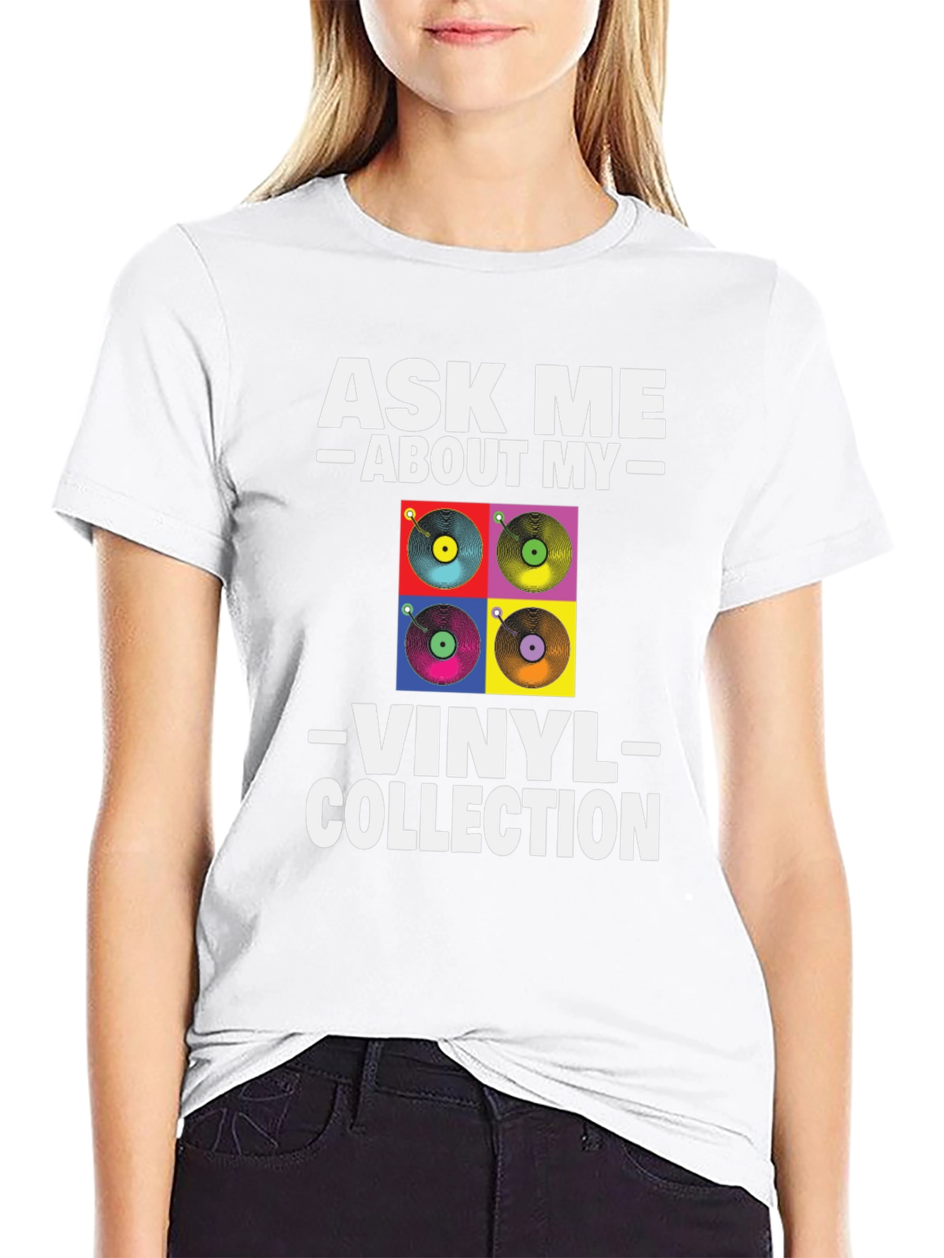 Black Ask Me About My Vinyl Collection T-Shirt view 9