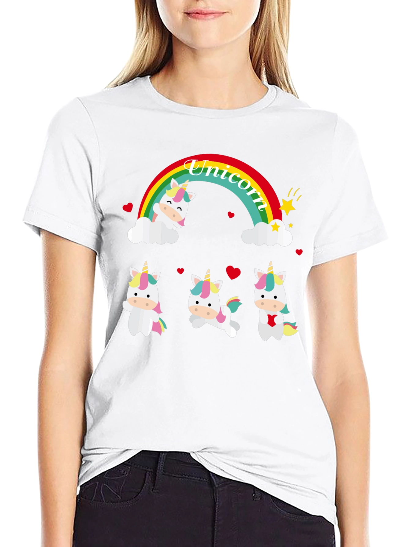 Unicorn Rainbow Graphic Tee - Black - 9