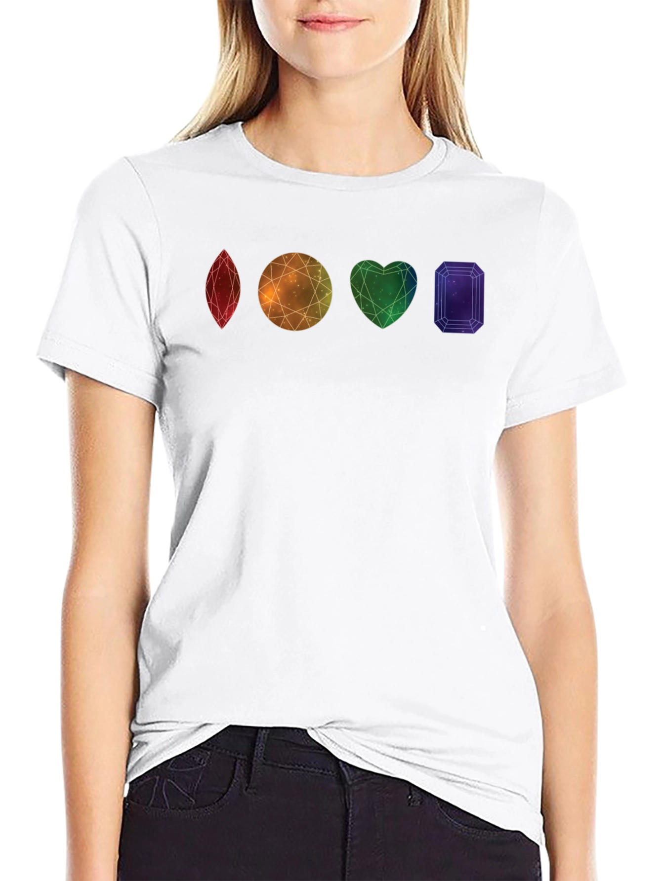 Black Rainbow Gems Graphic T-Shirt - Stylish Pride Apparel view 9