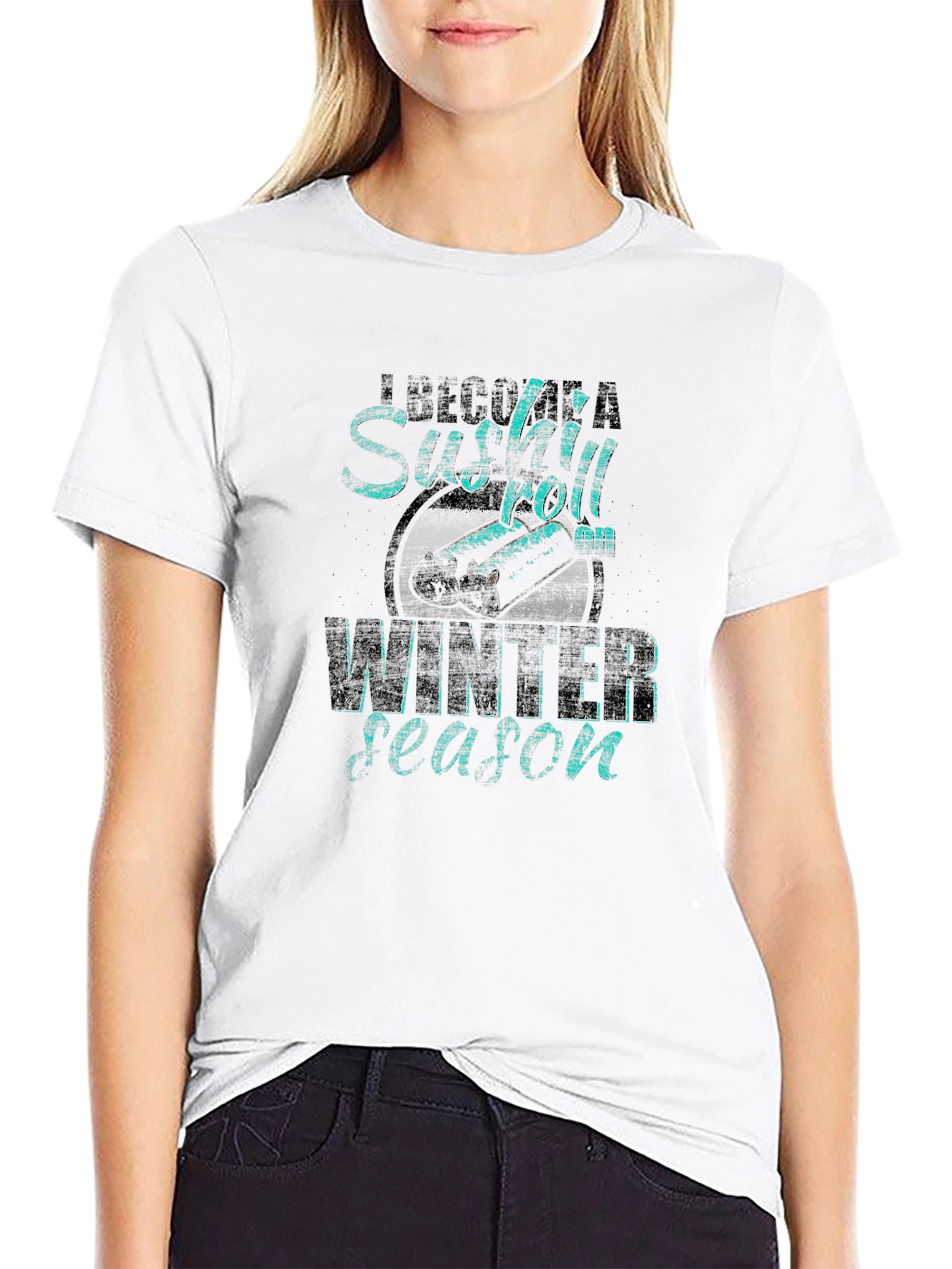 Black Sushi Roll Winter Season Graphic Tee view 9