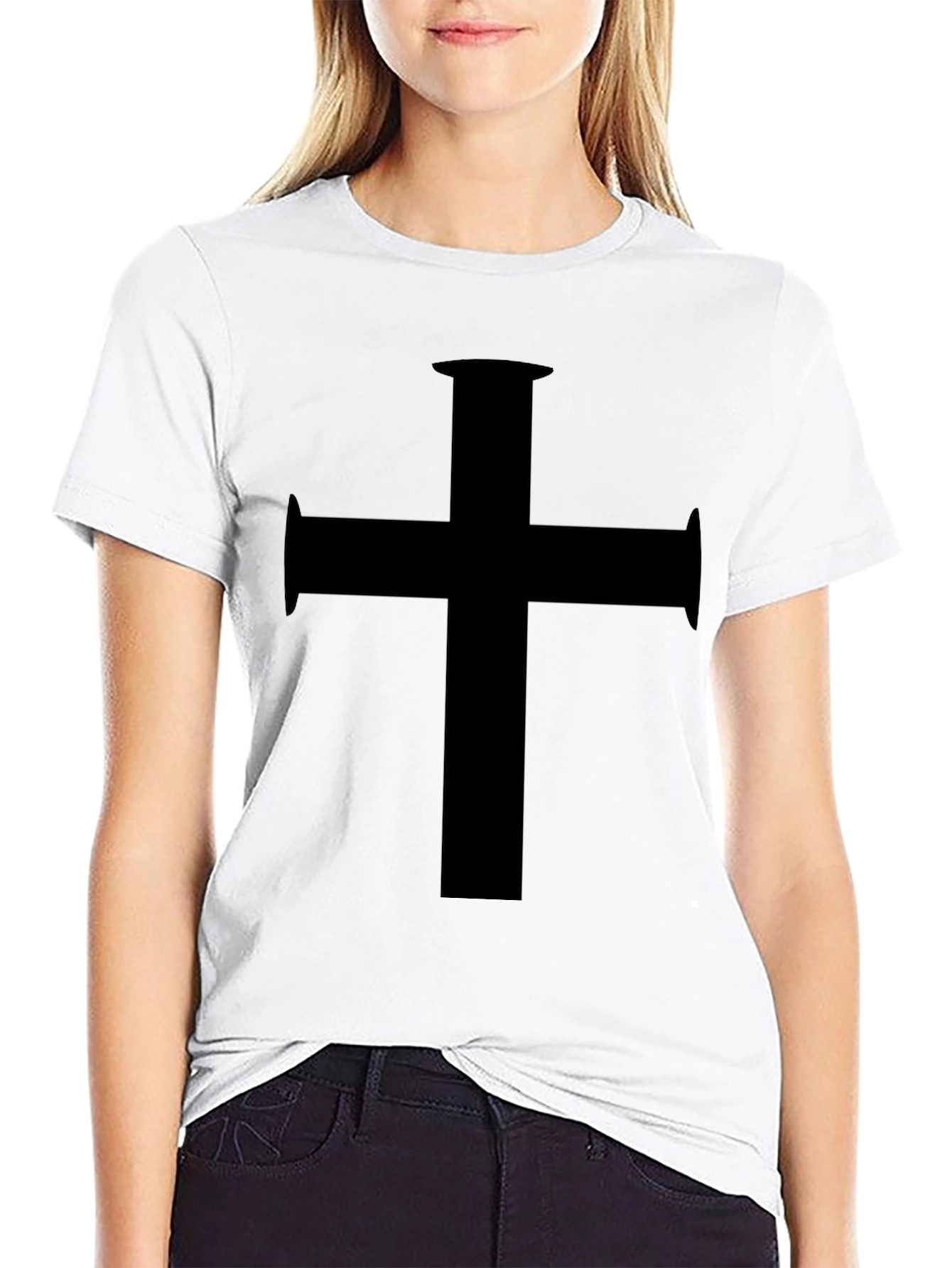Black Black T-Shirt with Maltese Cross Design view 9
