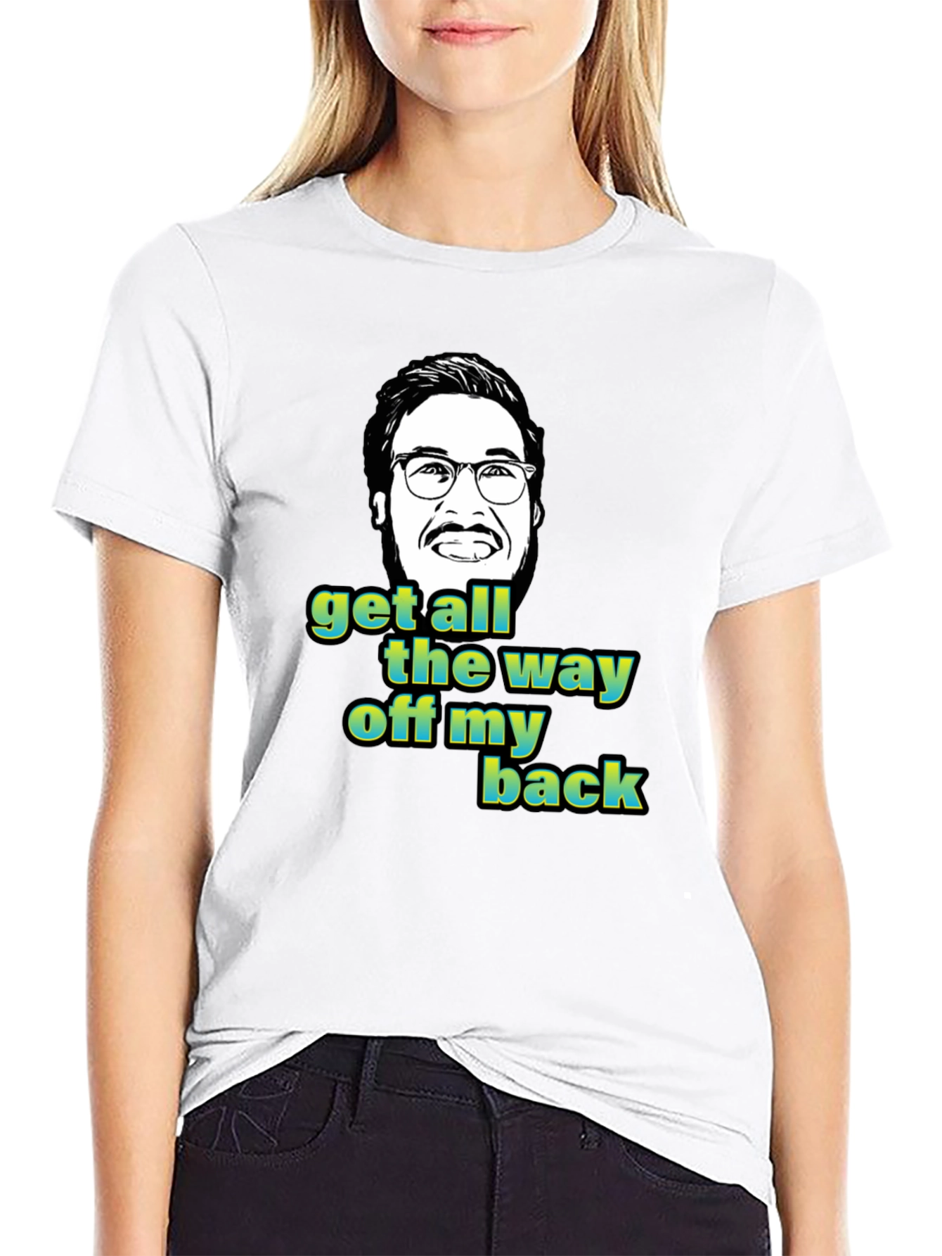 Black Funny "Get Off My Back" Graphic Tee view 9