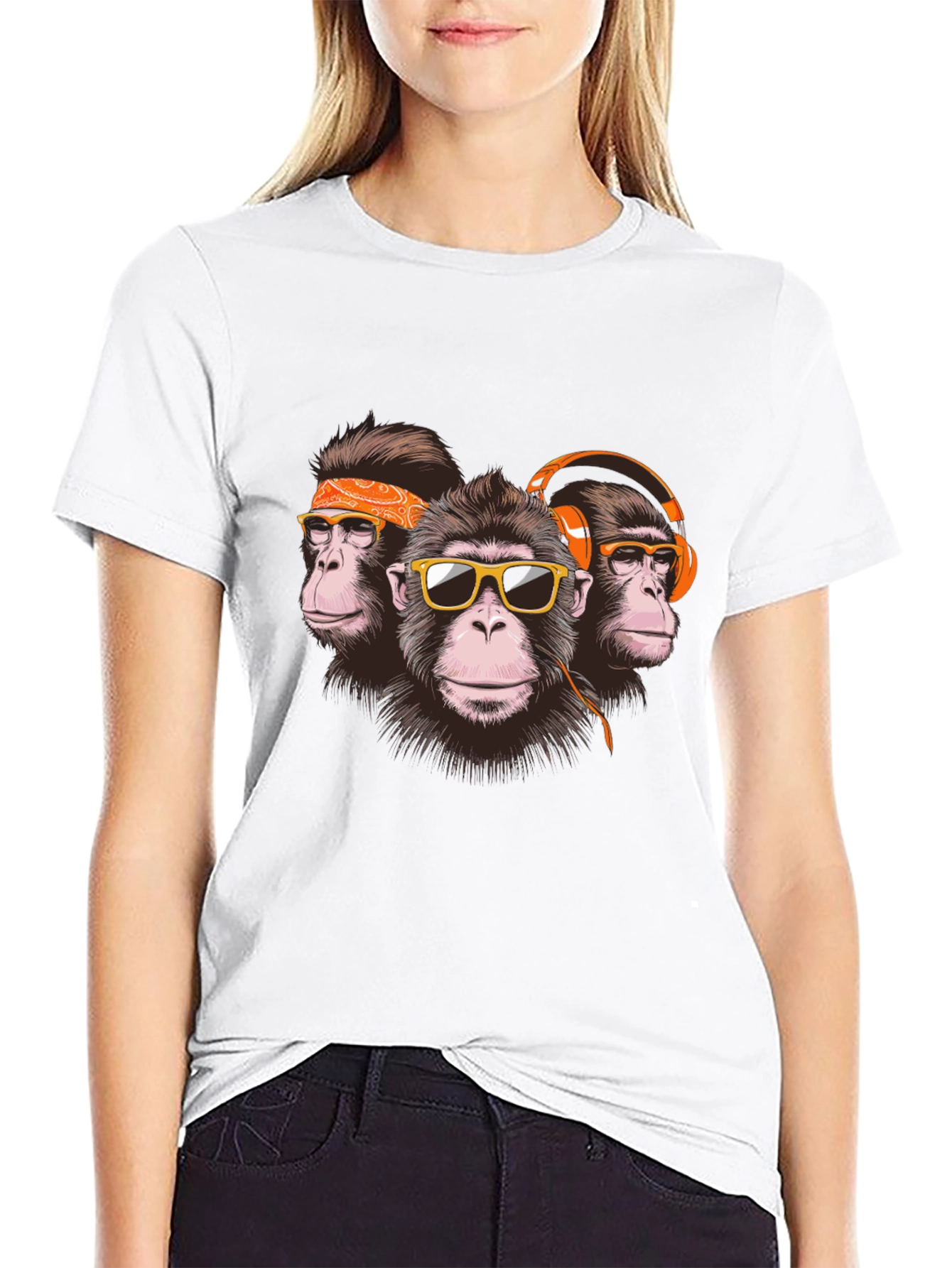 Black Monkey Trio Graphic Tee - Cool & Quirky Design view 9