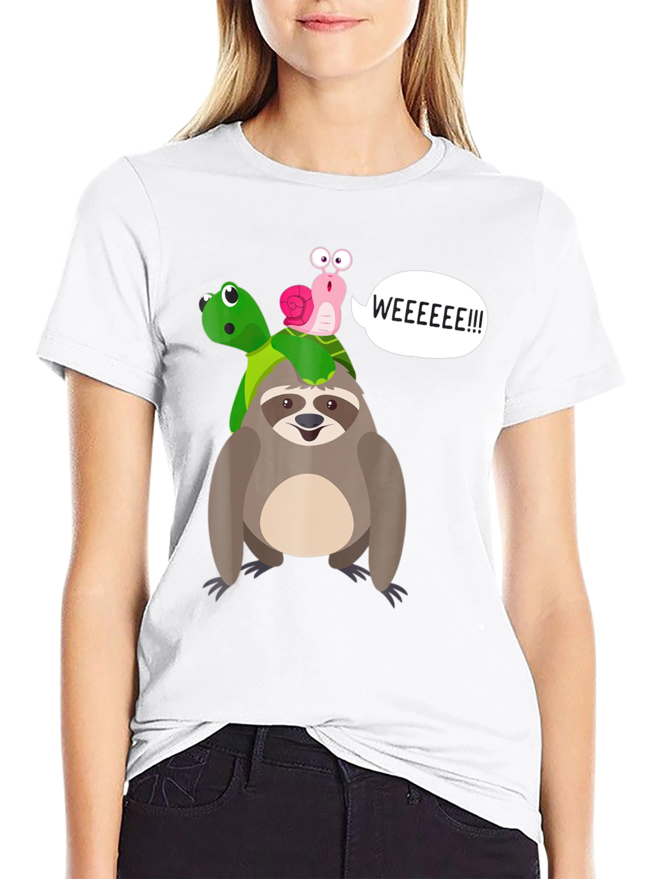 Black Sloth, Turtle, and Snail Graphic Tee view 9