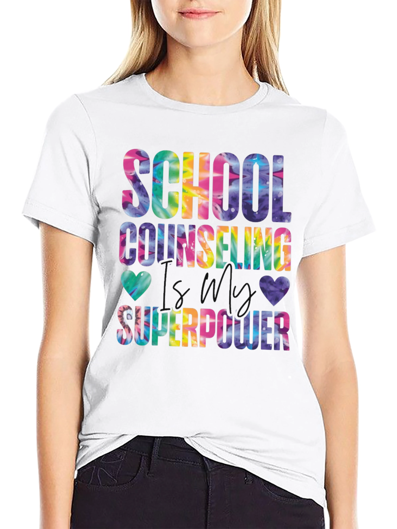 School Counseling Superpower Tie-Dye Graphic T-Shirt - 9