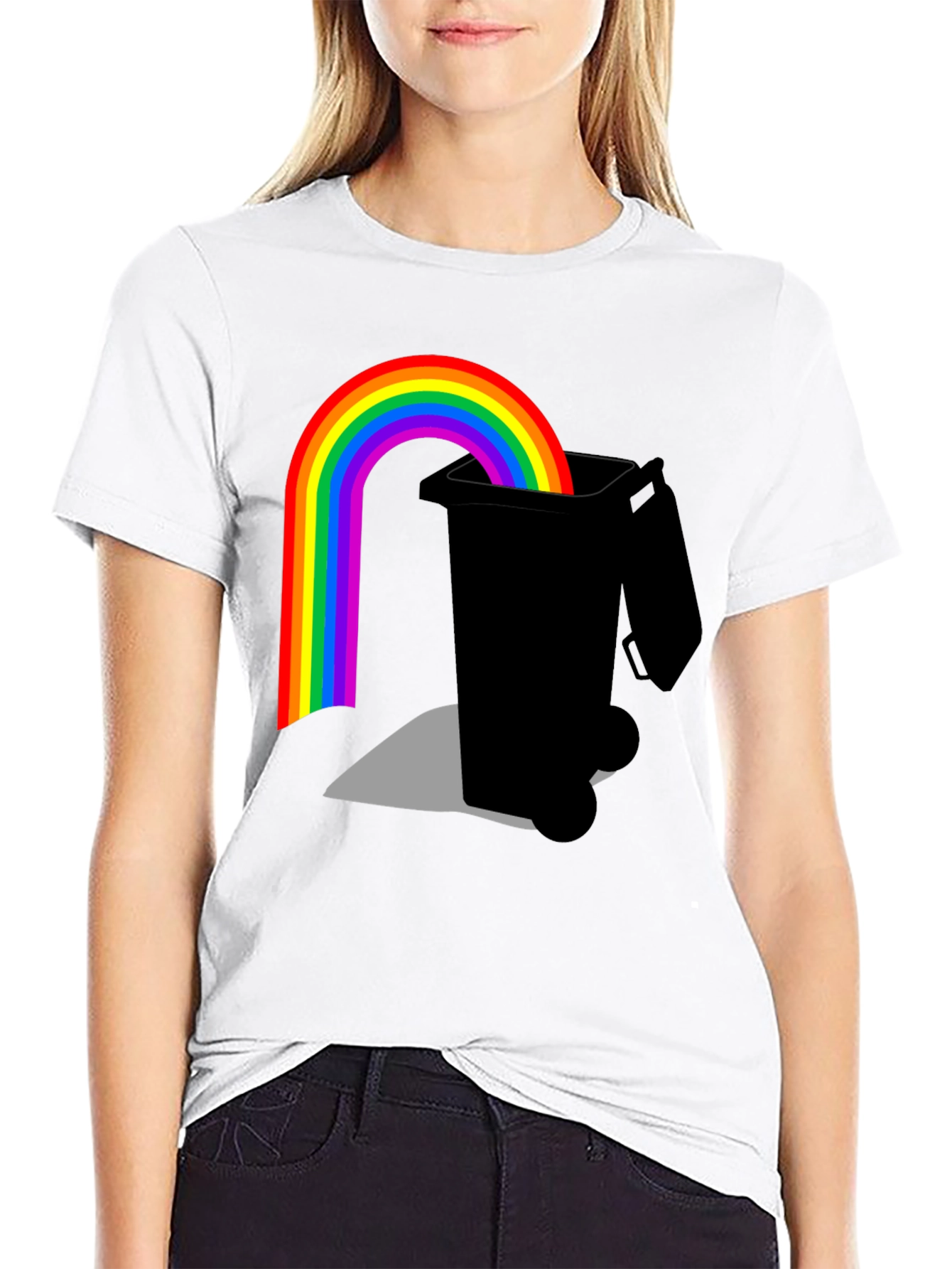 Black Rainbow Trash Bin Graphic Tee - Black view 9