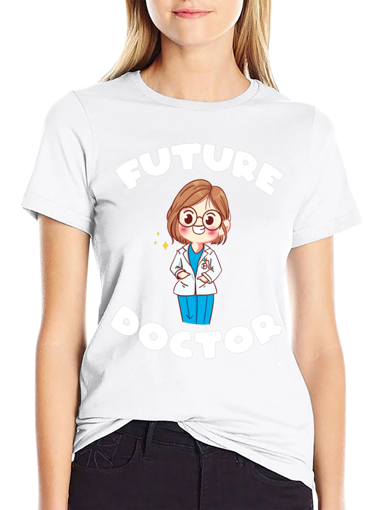 Black Future Doctor T-Shirt - Cute Medical Student Tee view 9
