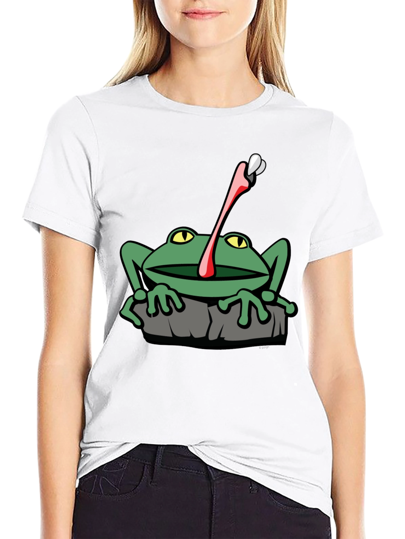 Black Frog Catching Fly Graphic T-Shirt view 9