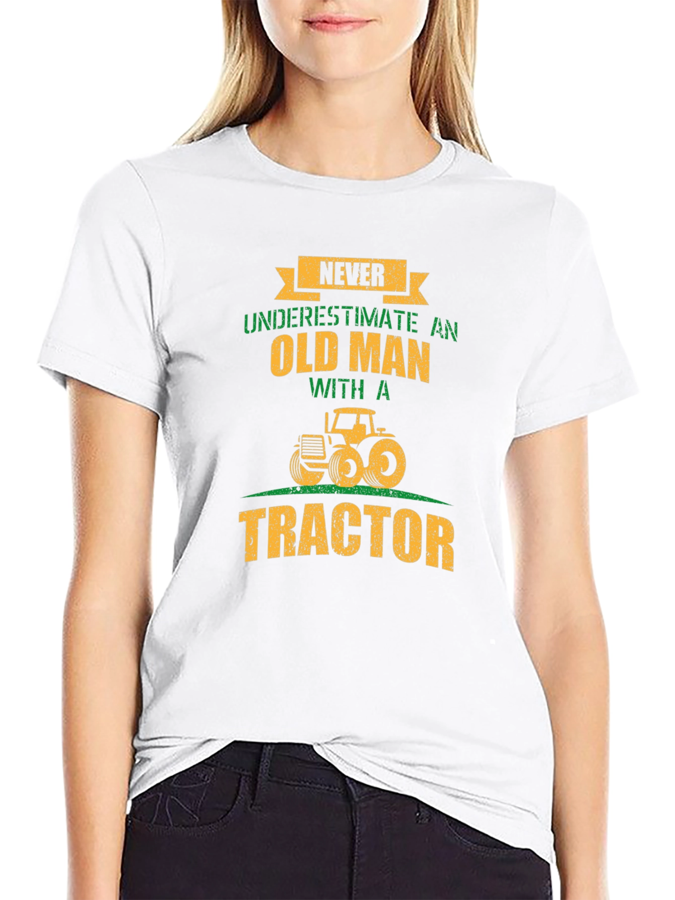 Black Never Underestimate an Old Man with a Tractor T-Shirt view 9