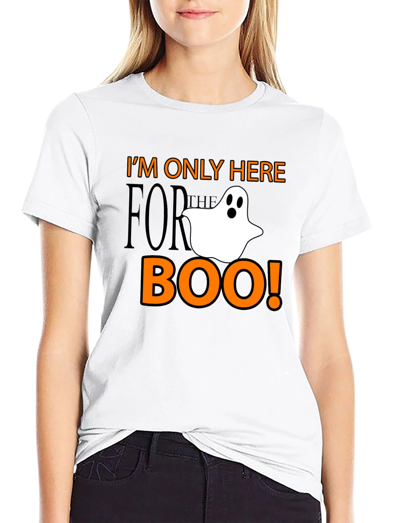 Black Halloween Ghost Boo T-Shirt - I'm Only Here for the Boo! view 9