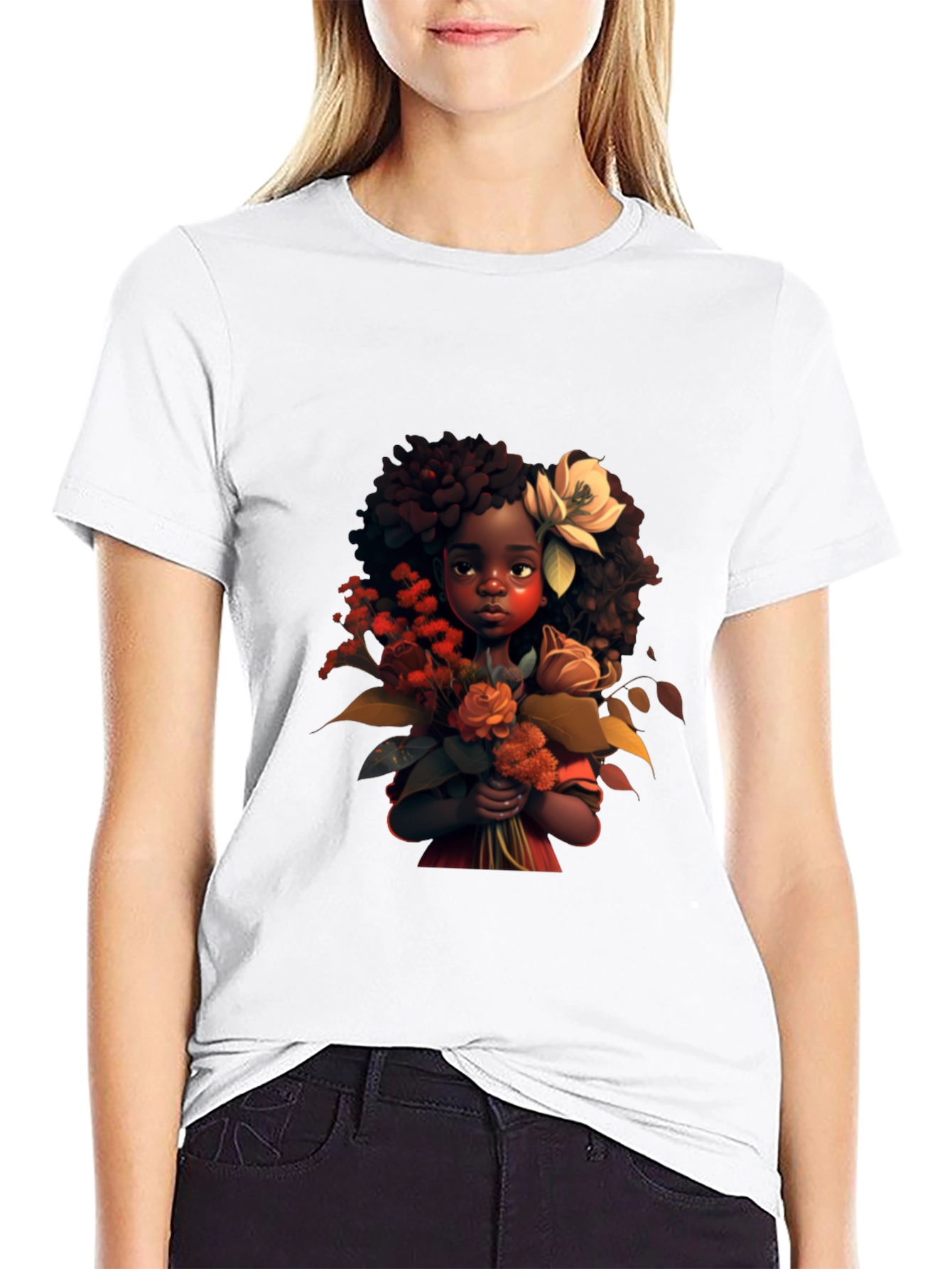 Black Girl with Flowers Graphic Tee view 9