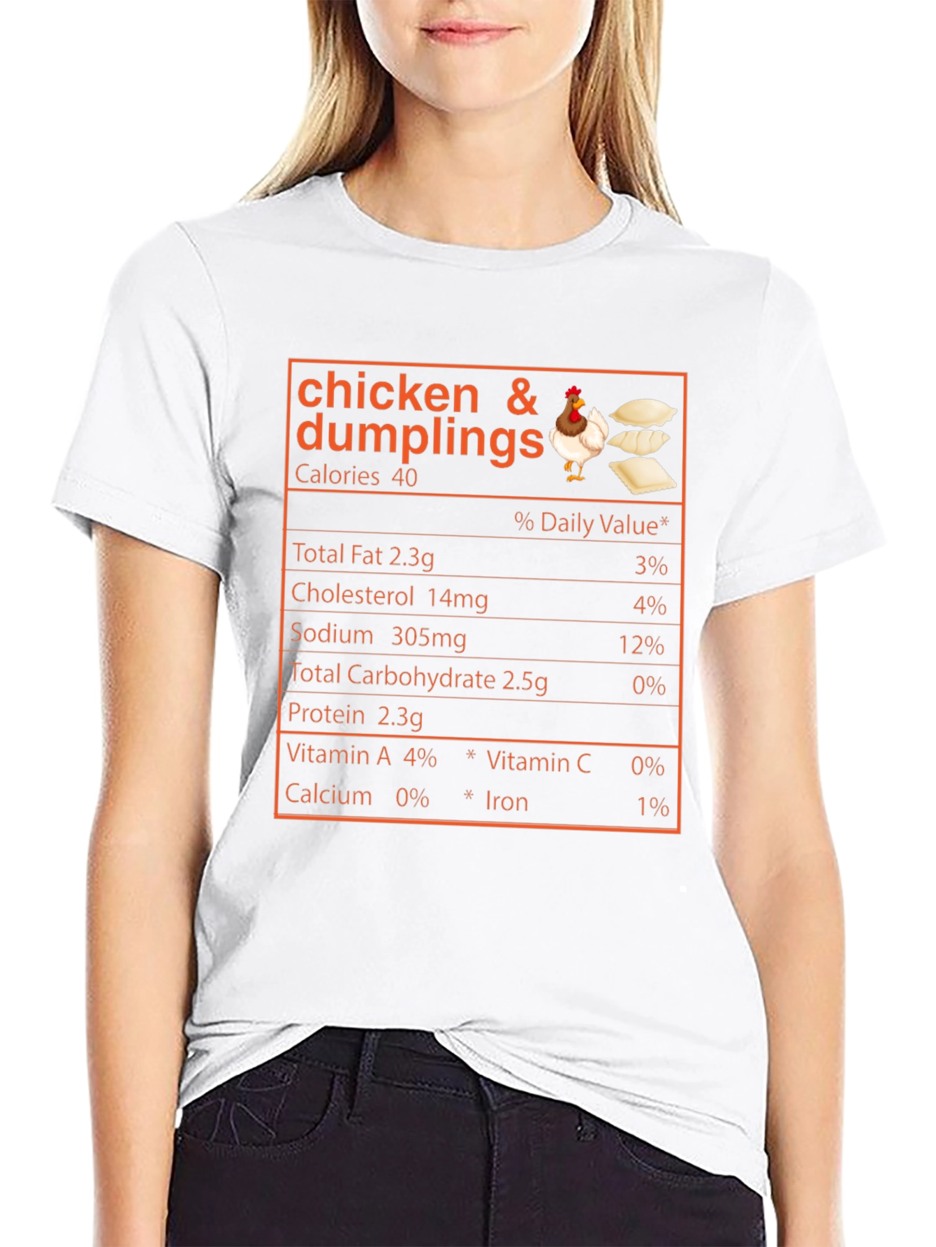 Black Chicken & Dumplings Nutrition Facts Novelty T-Shirt view 9