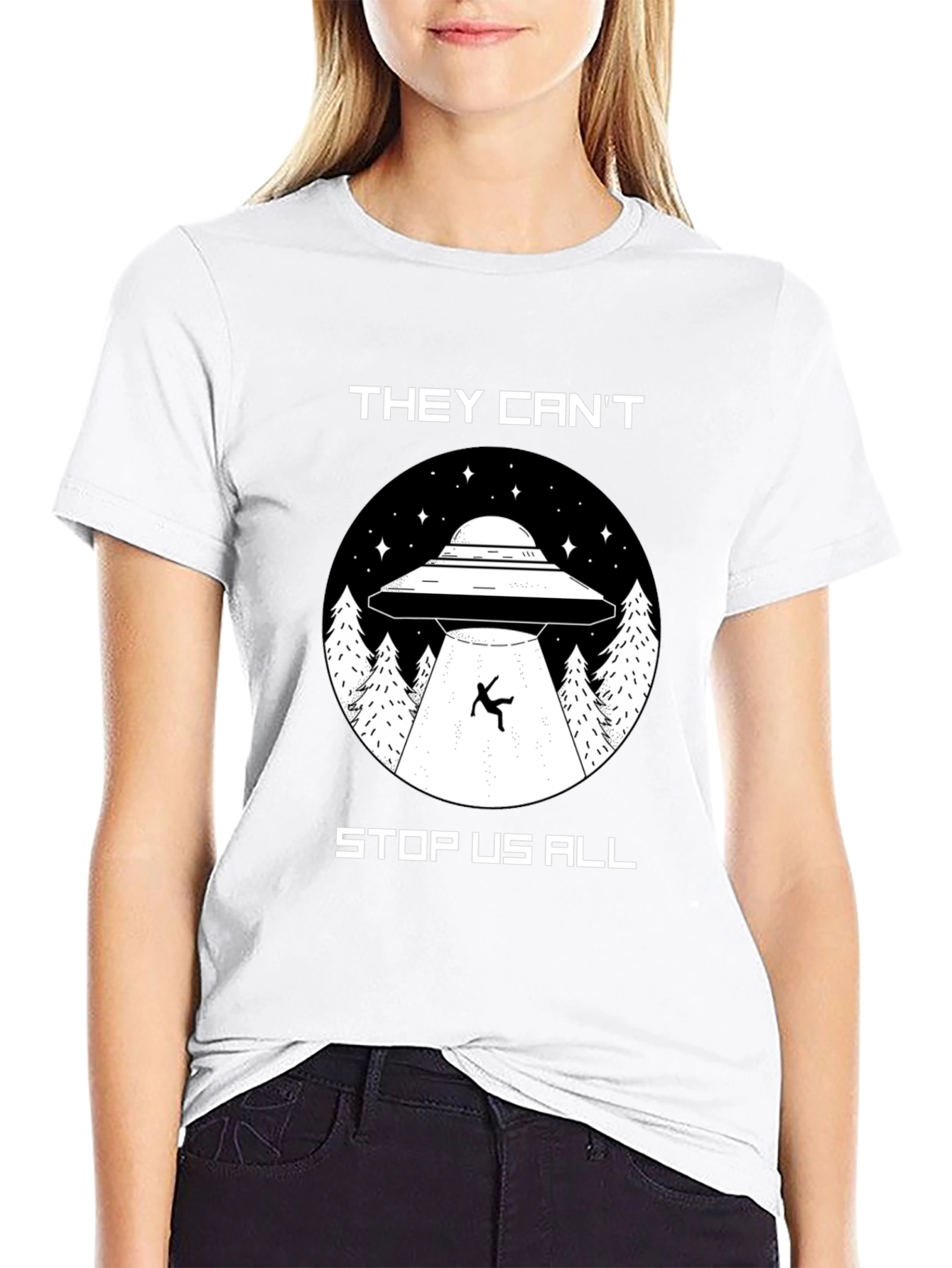 Black They Can't Stop Us All UFO T-Shirt view 9