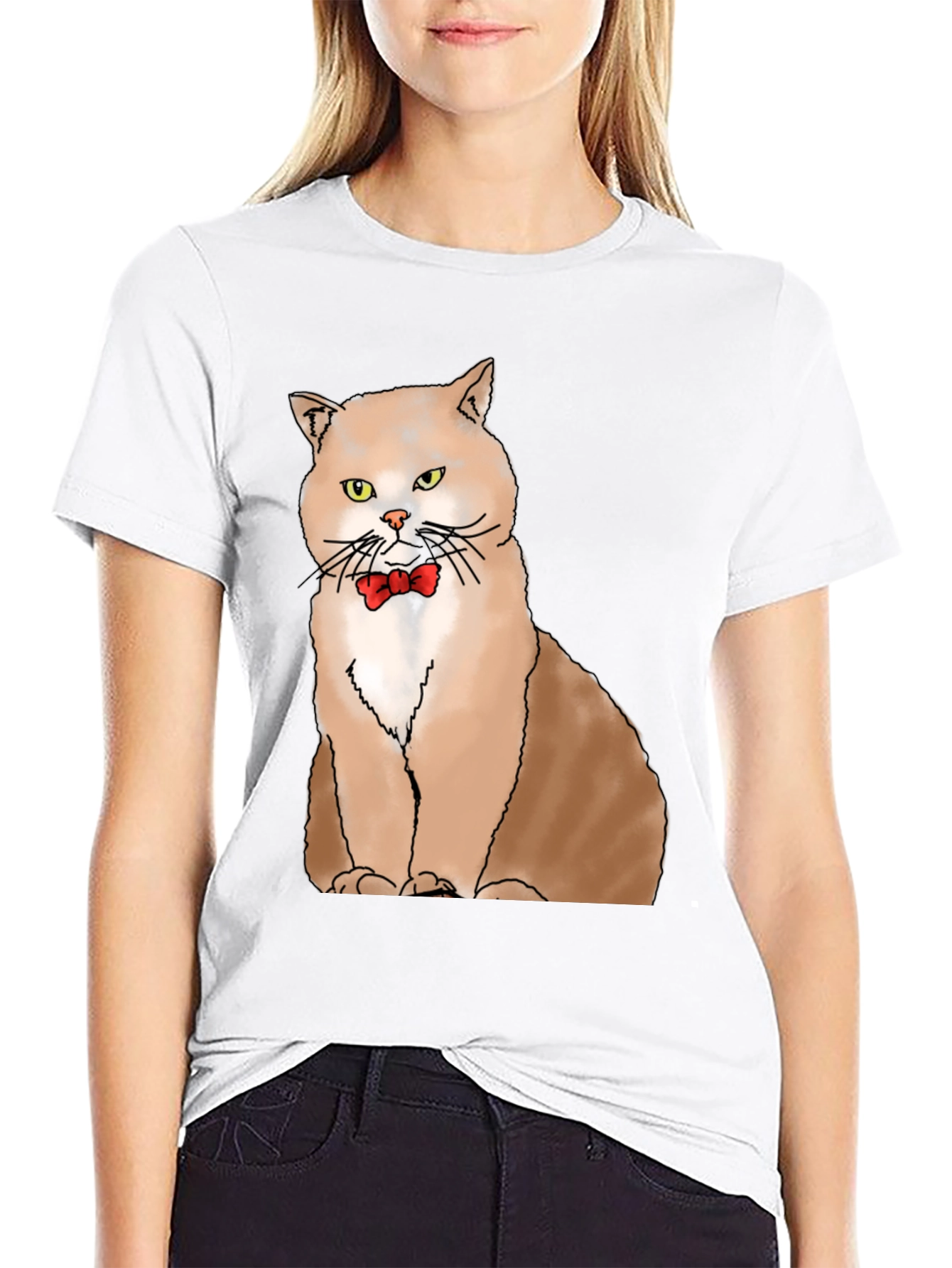 Black Cat with Bowtie Graphic T-Shirt - Black view 9