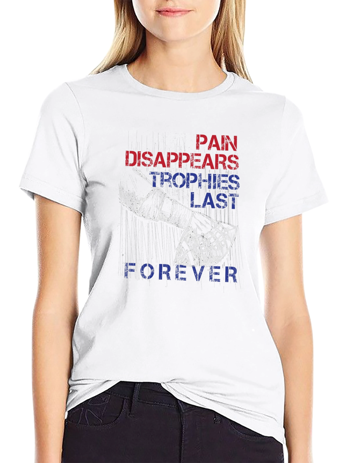 Black Pain Disappears Trophies Last Forever Graphic Tee view 9