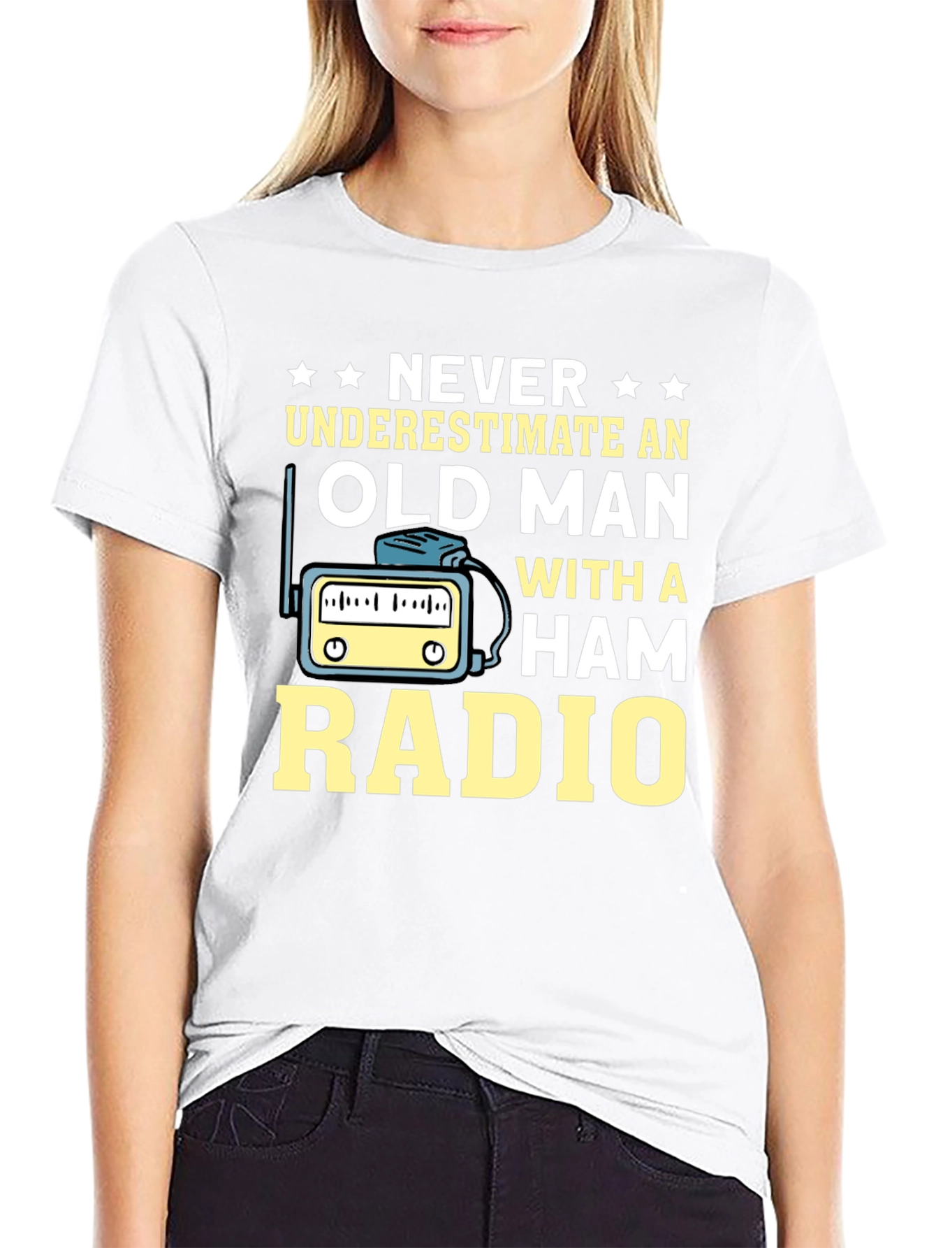 Black Ham Radio Old Man T-Shirt - Black view 9