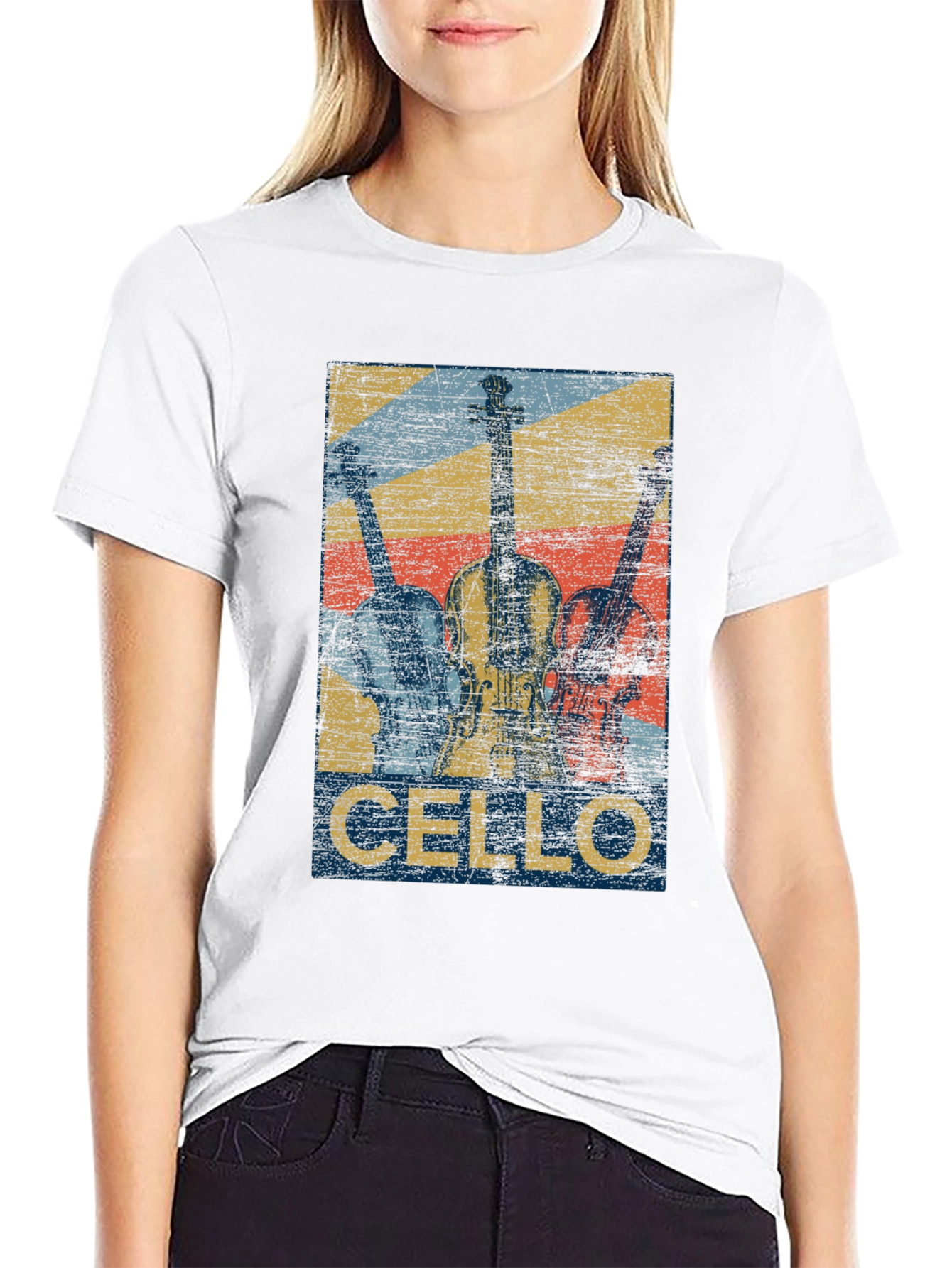 Black Vintage Cello Music T-Shirt - Retro Design view 9
