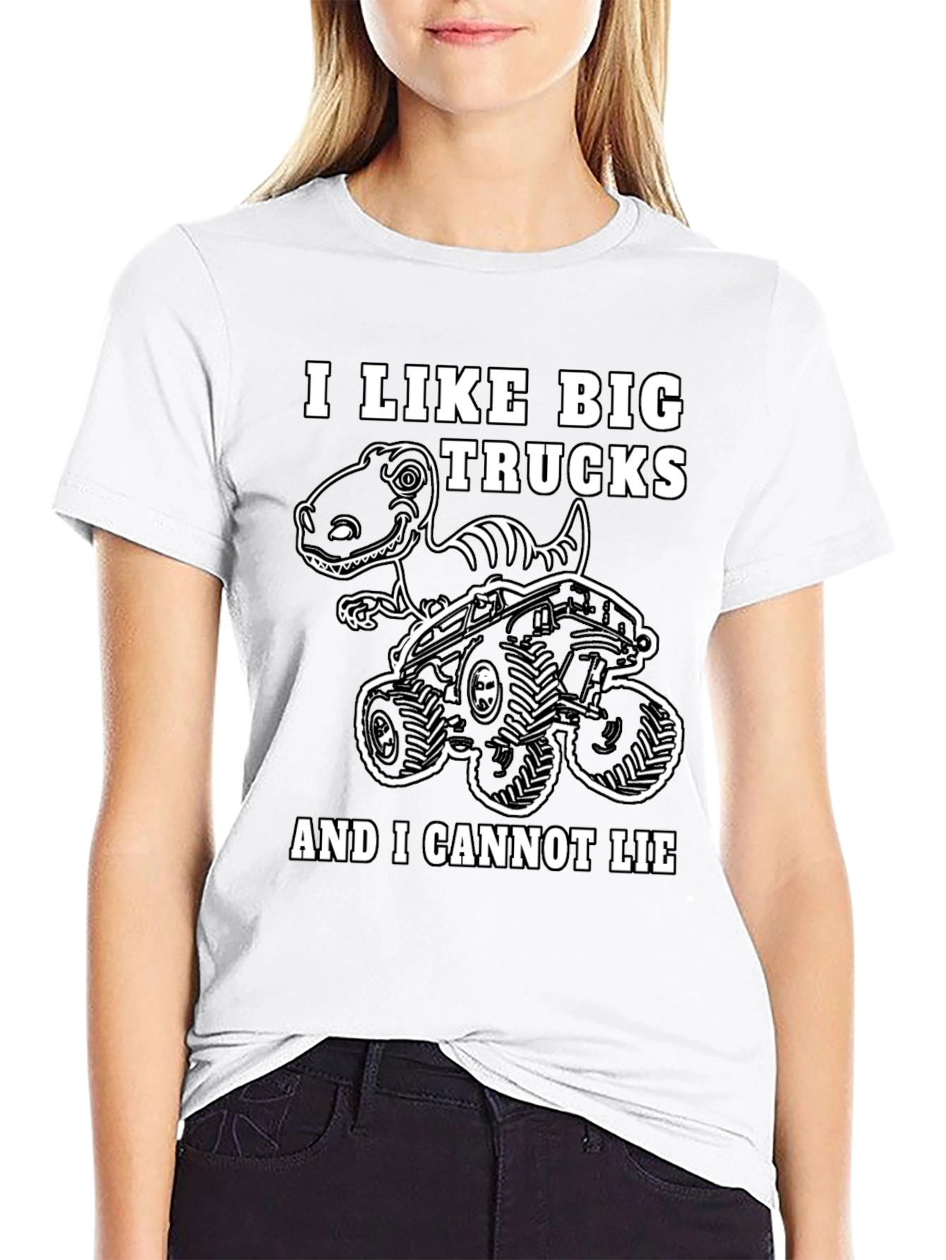 Black Big Trucks and Dinosaurs T-Shirt view 9