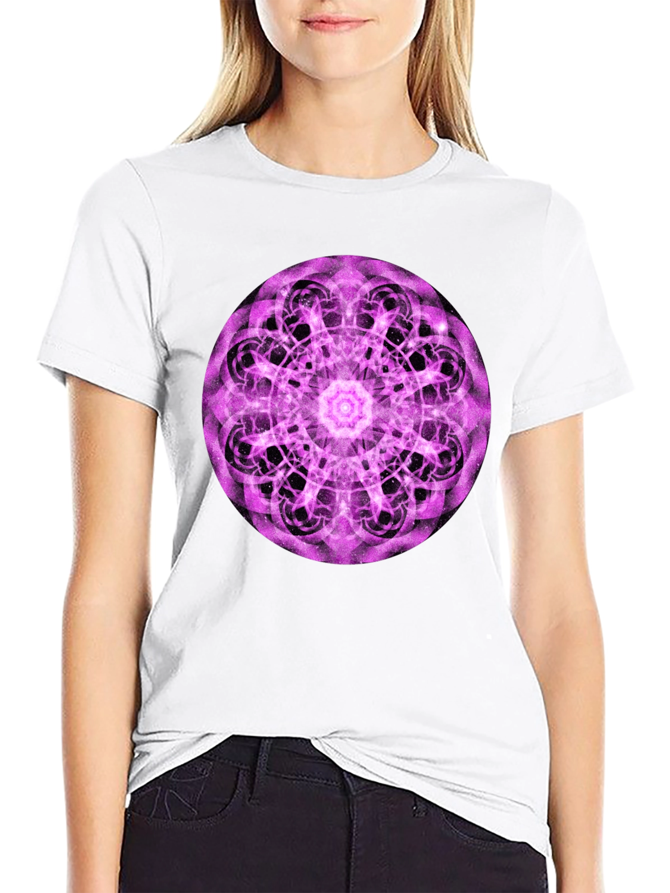 Black Mystic Mandala Black T-Shirt view 9