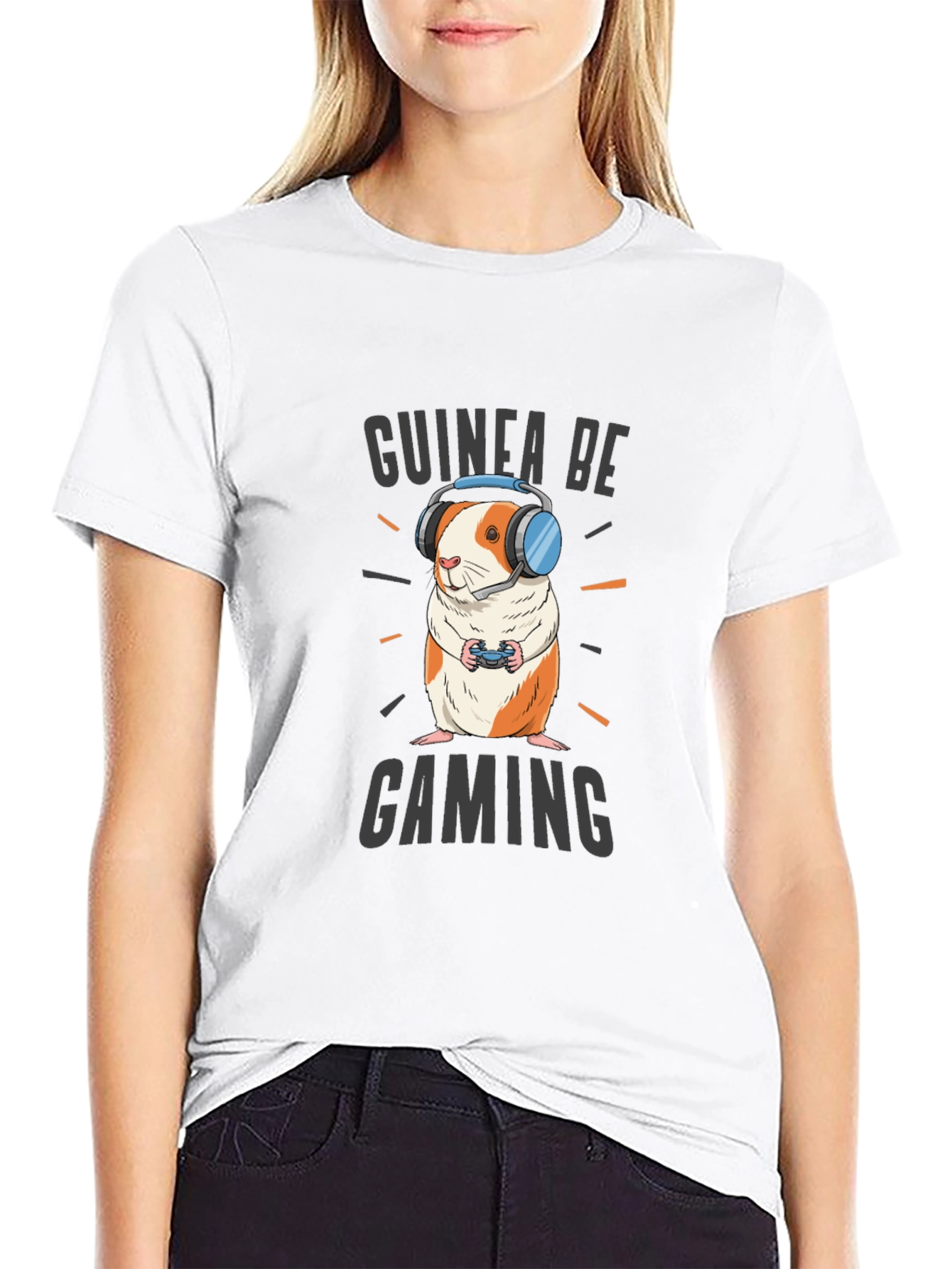 Black Guinea Be Gaming T-Shirt - Gamer Guinea Pig Tee view 9