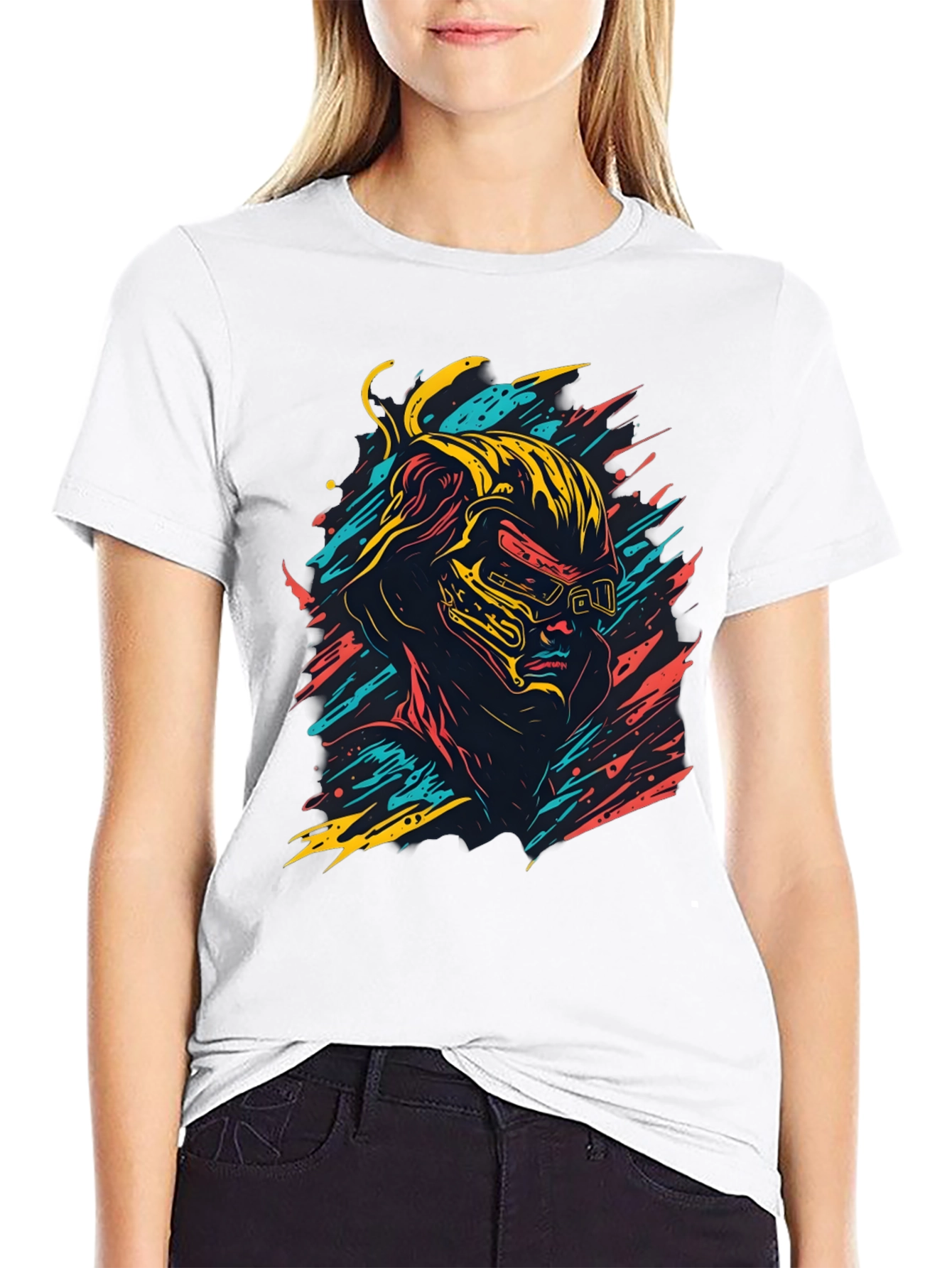 Black Cyberpunk Graphic Tee - Cool Retro Gamer Style Shirt view 9