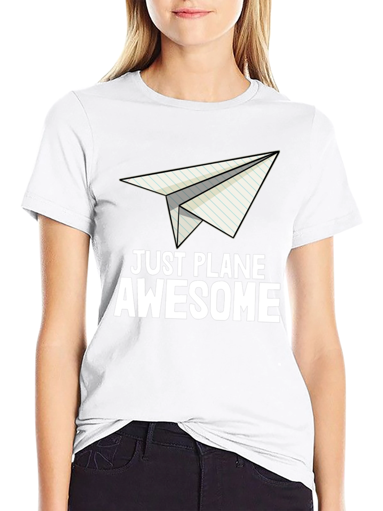 Black Just Plane Awesome Graphic T-Shirt view 9