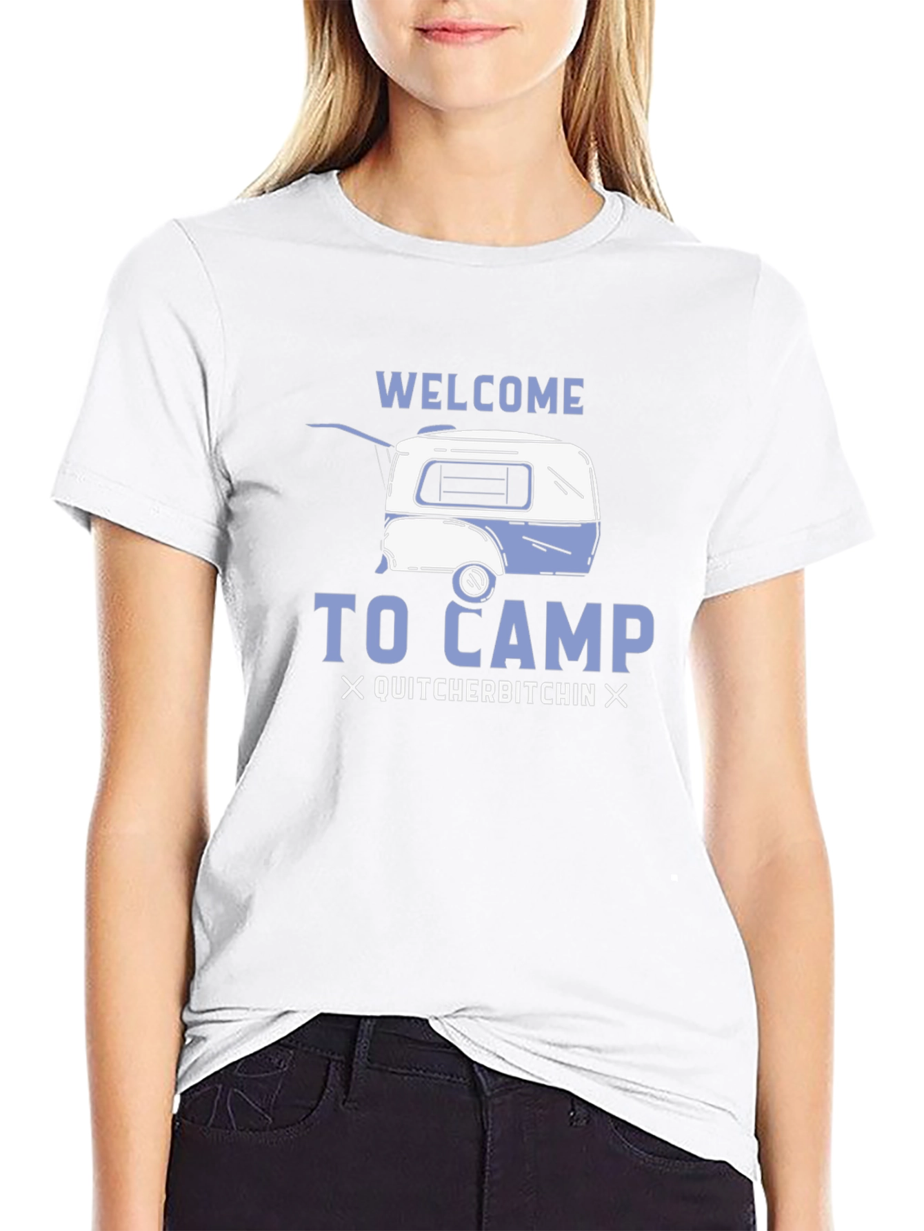 Black Welcome to Camp Novelty Graphic T-Shirt view 9