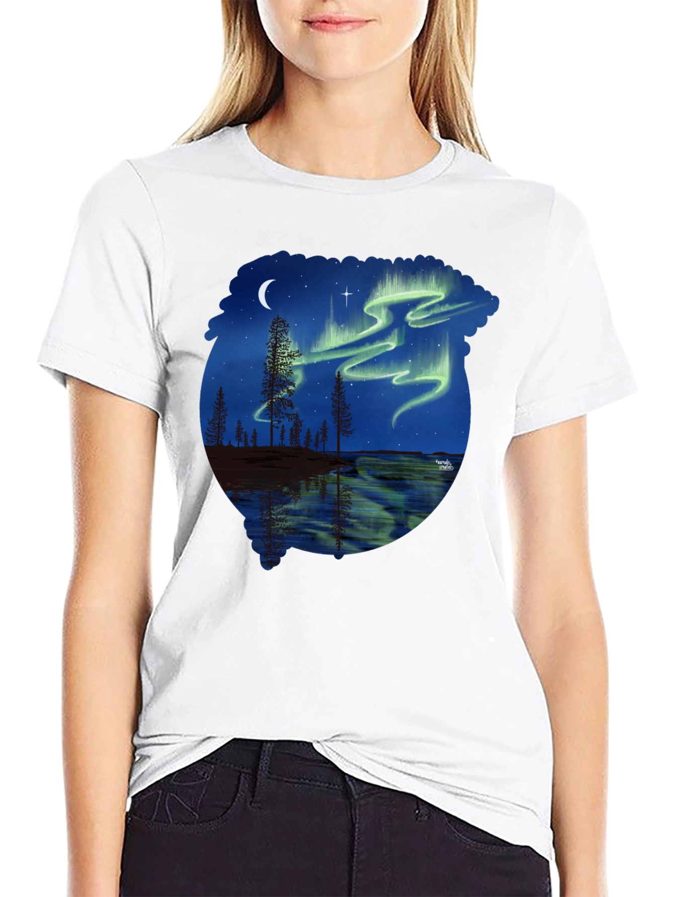 Black Aurora Borealis Graphic Tee - Nature Lover's T-Shirt view 9