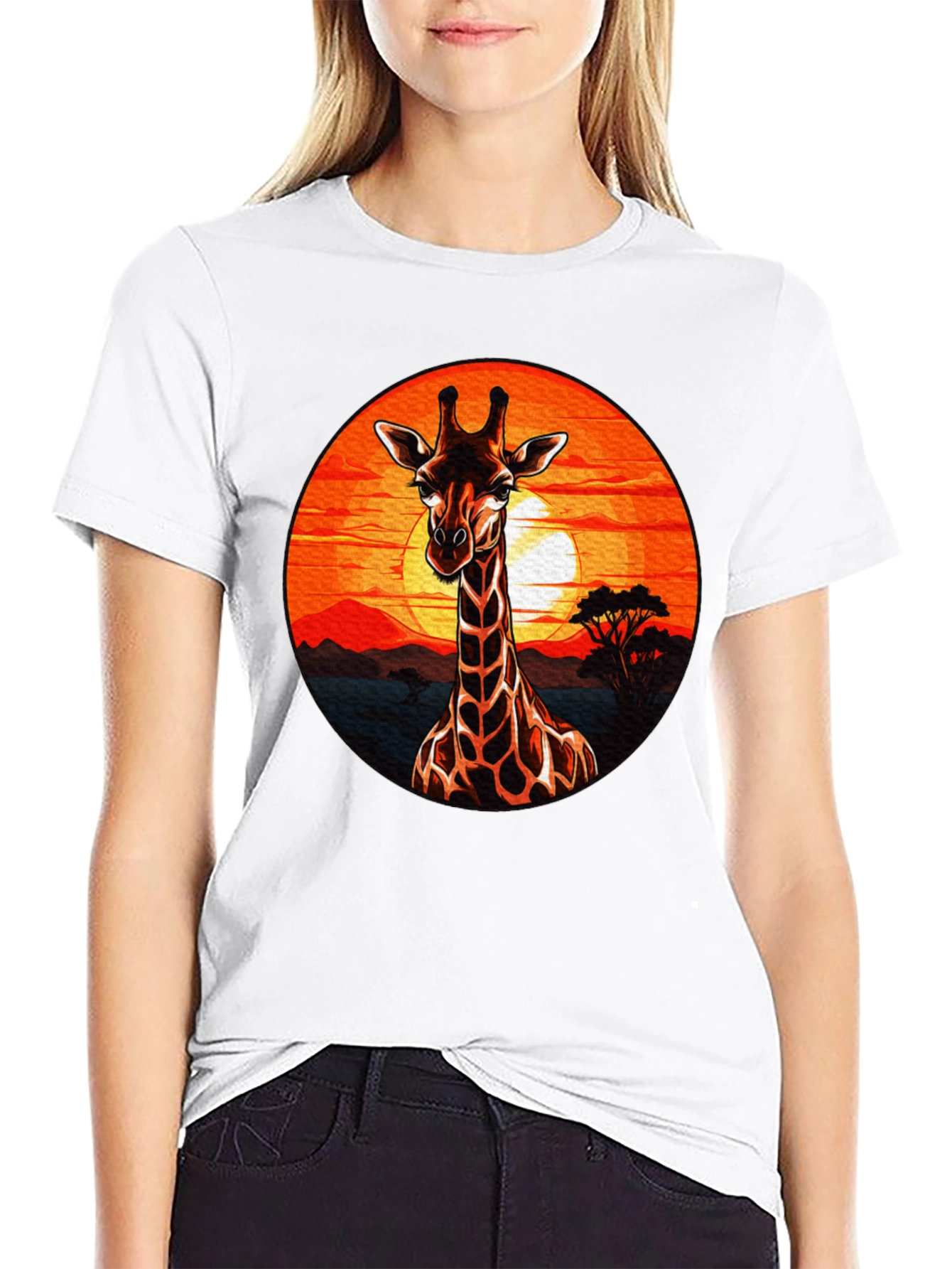 Black Giraffe Sunset Graphic Tee - Safari Style view 9