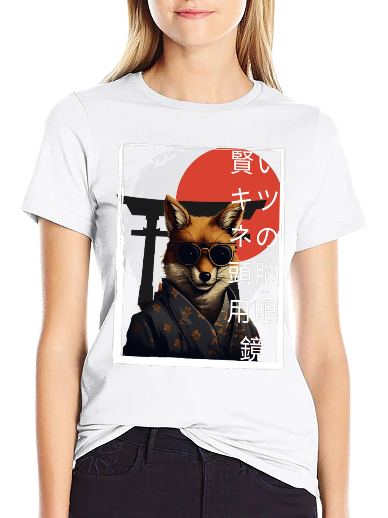 Black Cool Fox Graphic Tee - Japanese Inspired Streetwear view 9