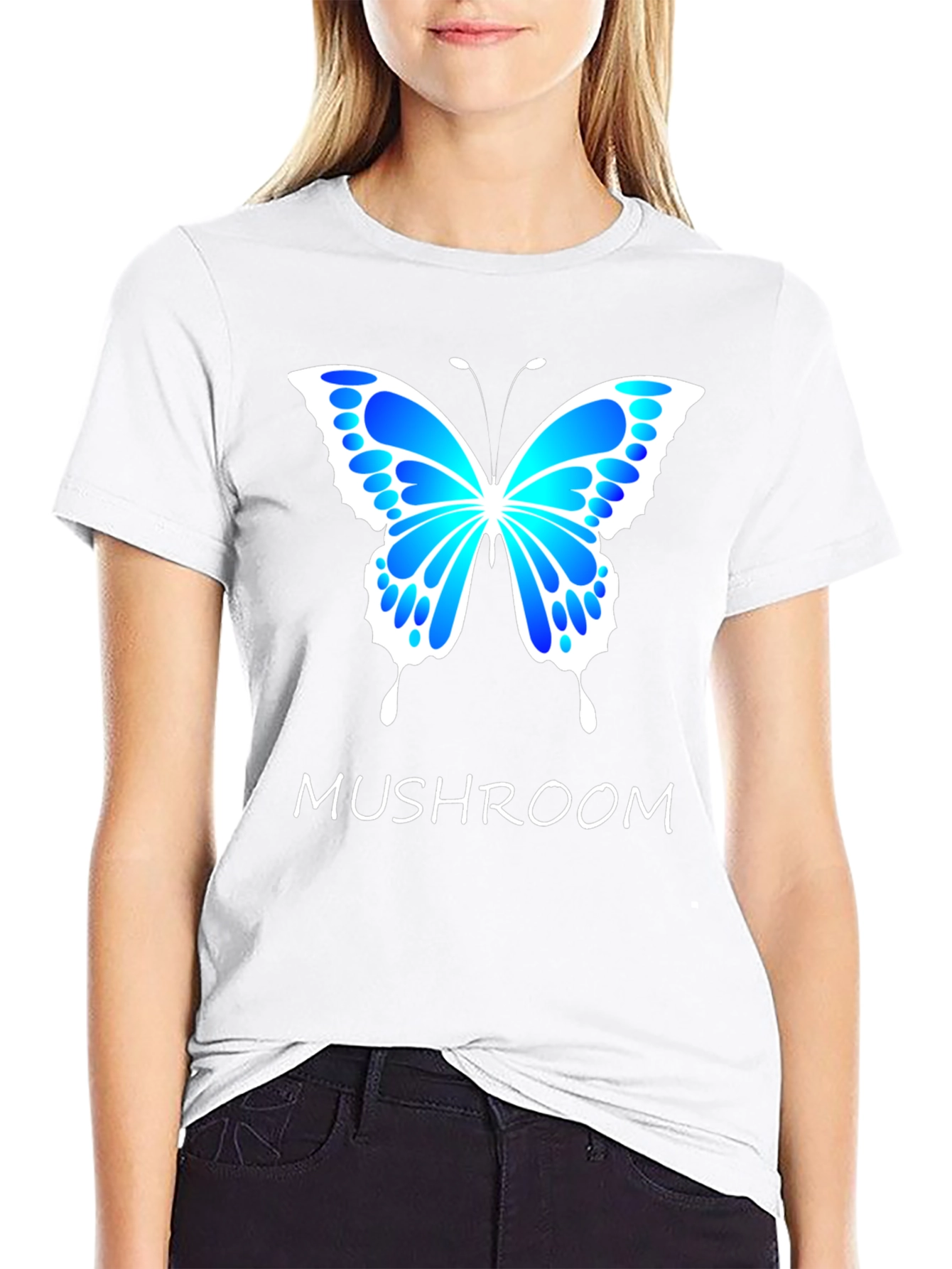 Black Mushroom Butterfly Graphic T-Shirt view 9