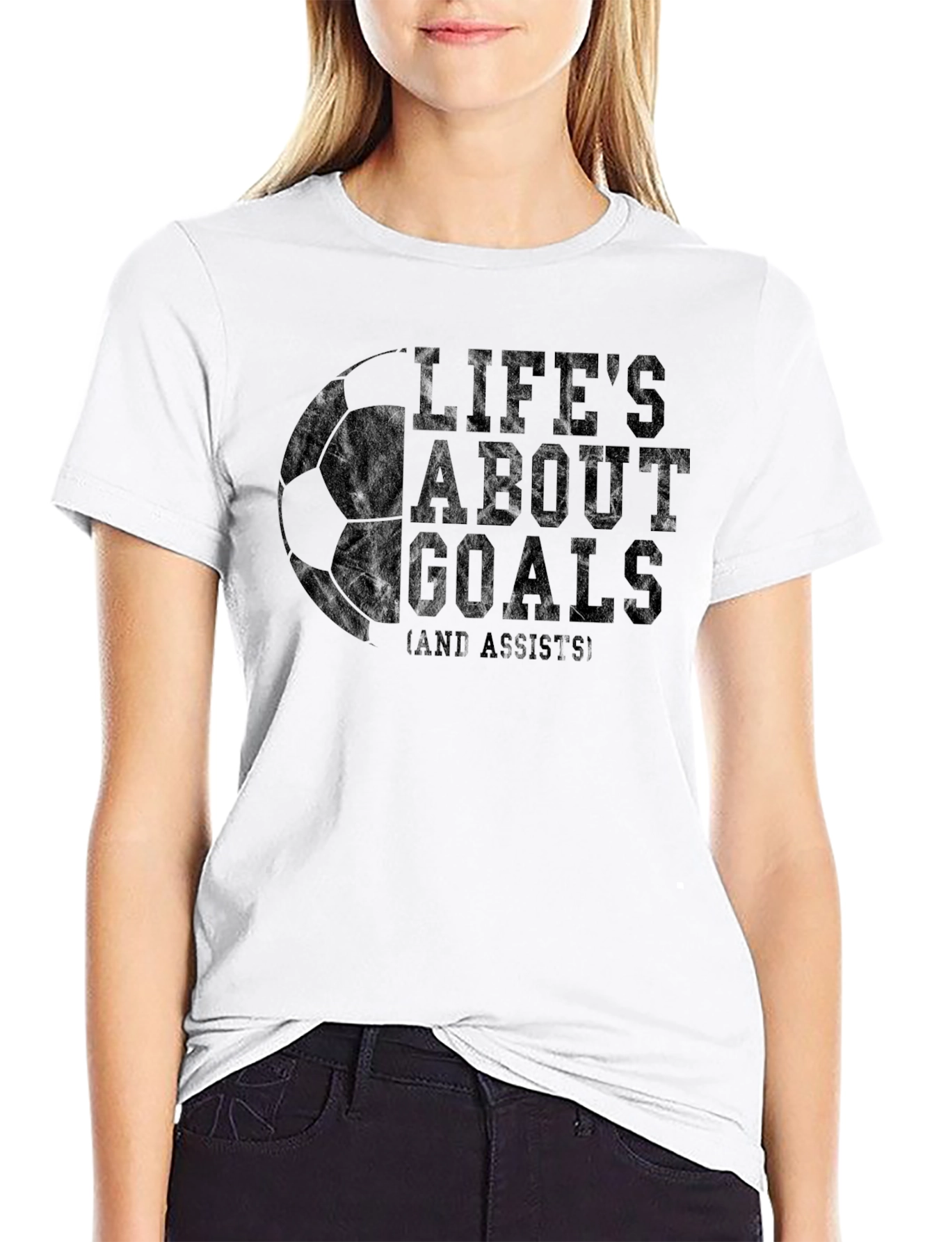 Black Life's About Goals T-Shirt - Soccer Fan Tee view 9