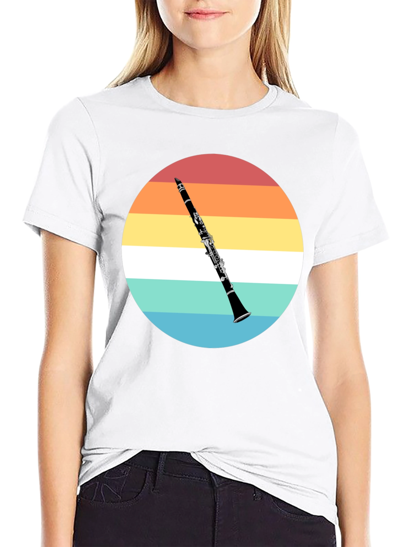 Black Clarinet Sunset T-Shirt - Musician Gift view 9