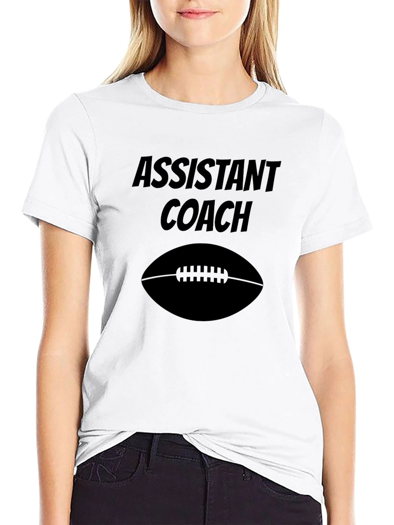 Black Assistant Coach Football T-Shirt - Black view 9