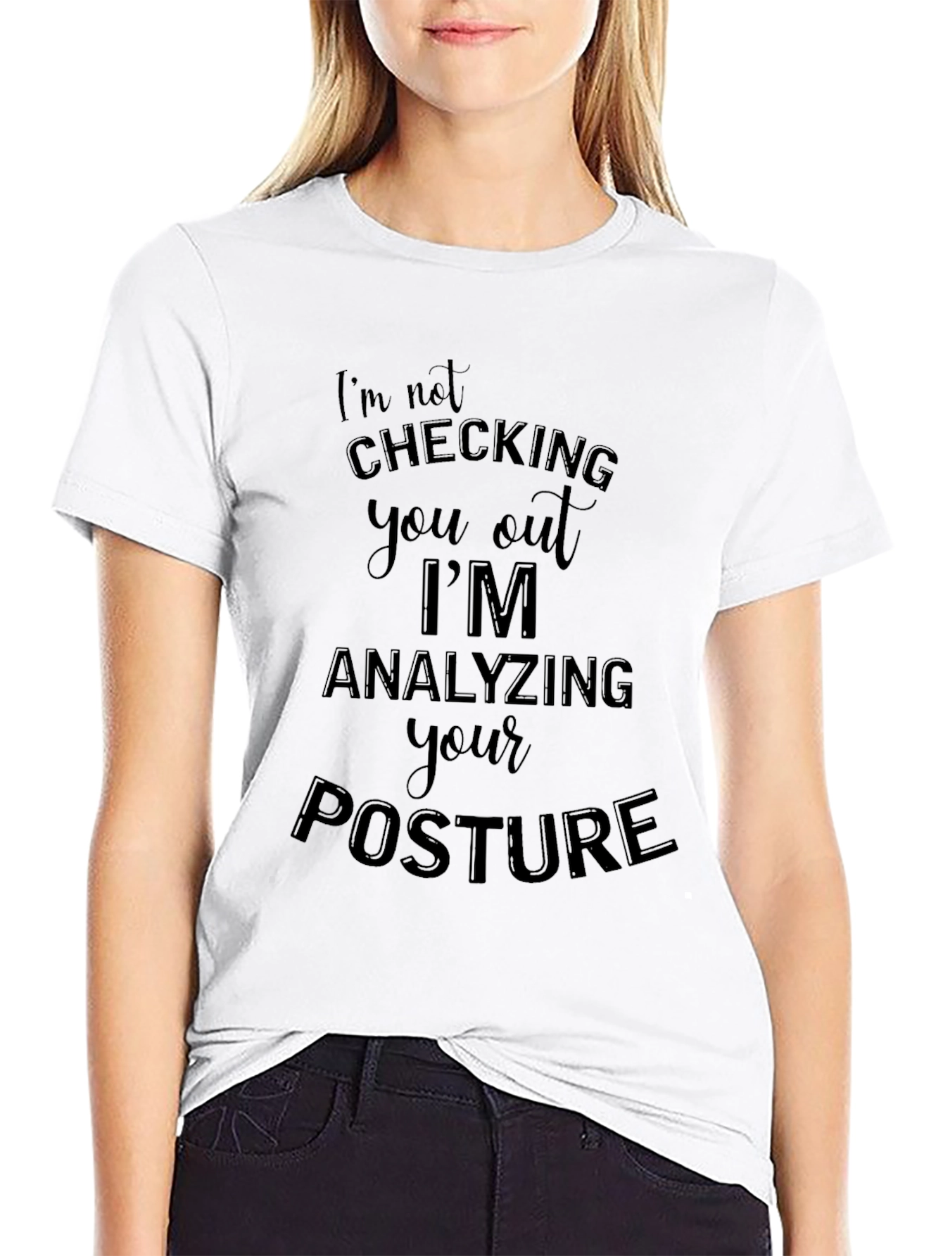 Black Analyzing Posture T-Shirt - Funny Graphic Tee view 9