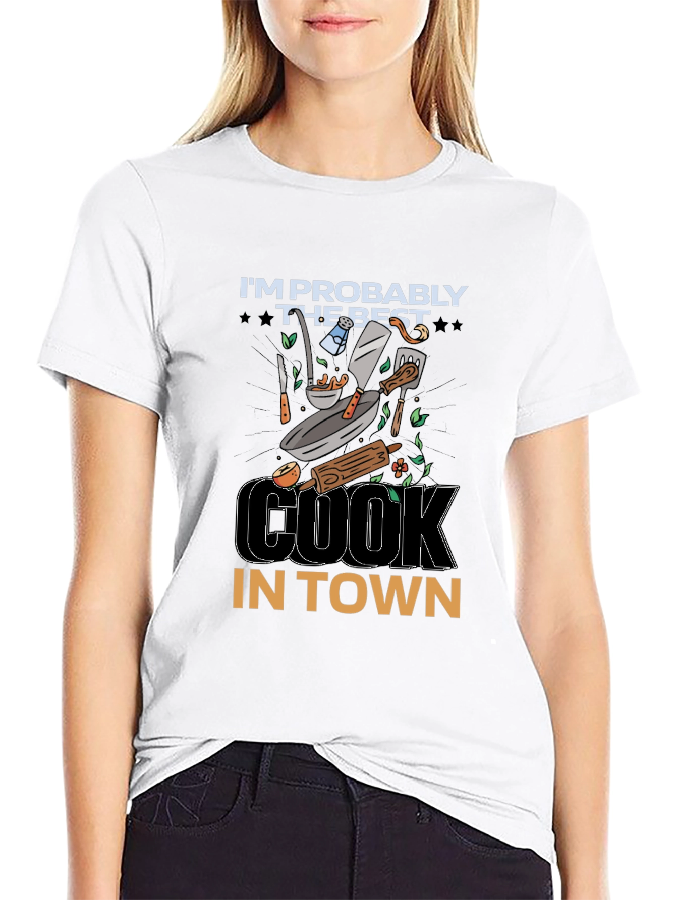 Black Best Cook in Town Graphic T-Shirt - Chef Apparel view 9