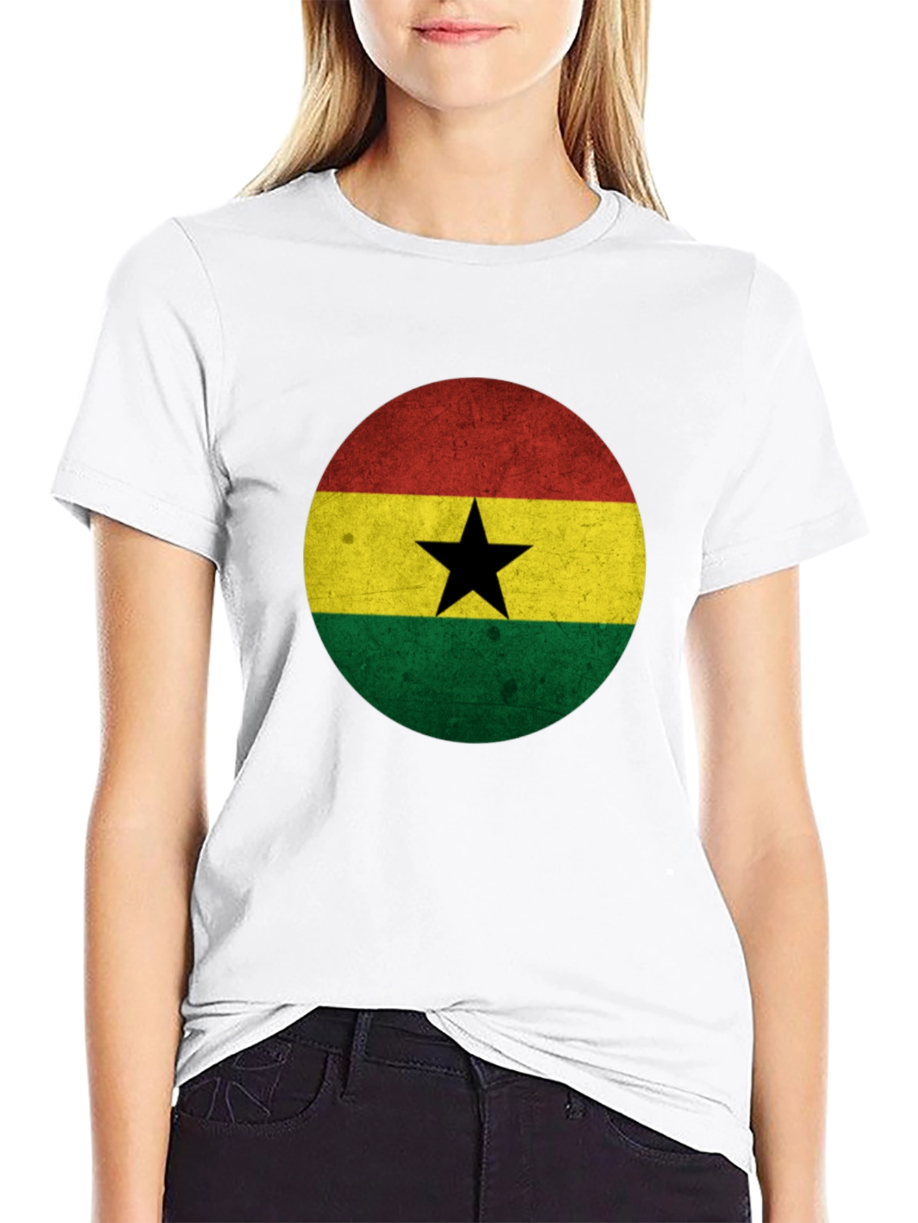 Ghana Flag Graphic T-Shirt - Mens Black Tee - 9