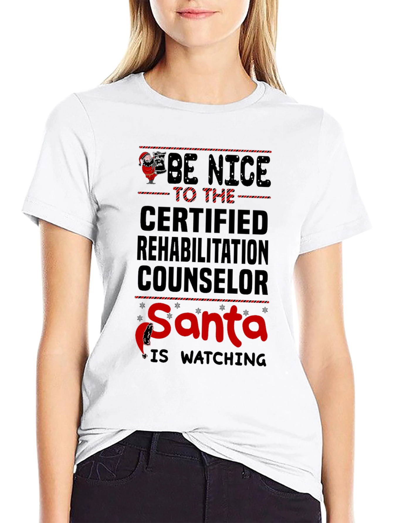 Black Funny Santa Certified Rehab Counselor T-Shirt view 9
