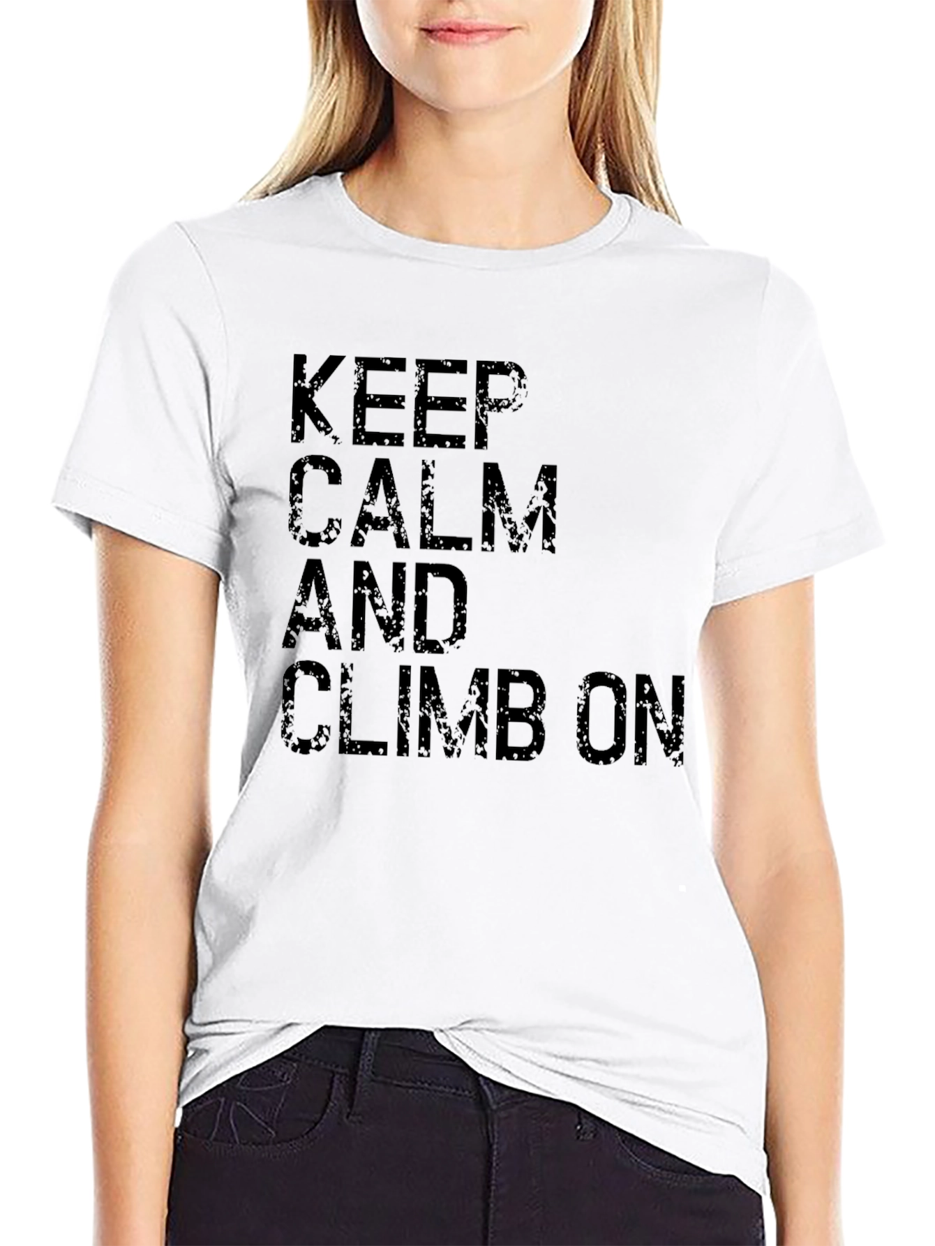 Black Keep Calm and Climb On T-Shirt - Black Cotton Tee view 9