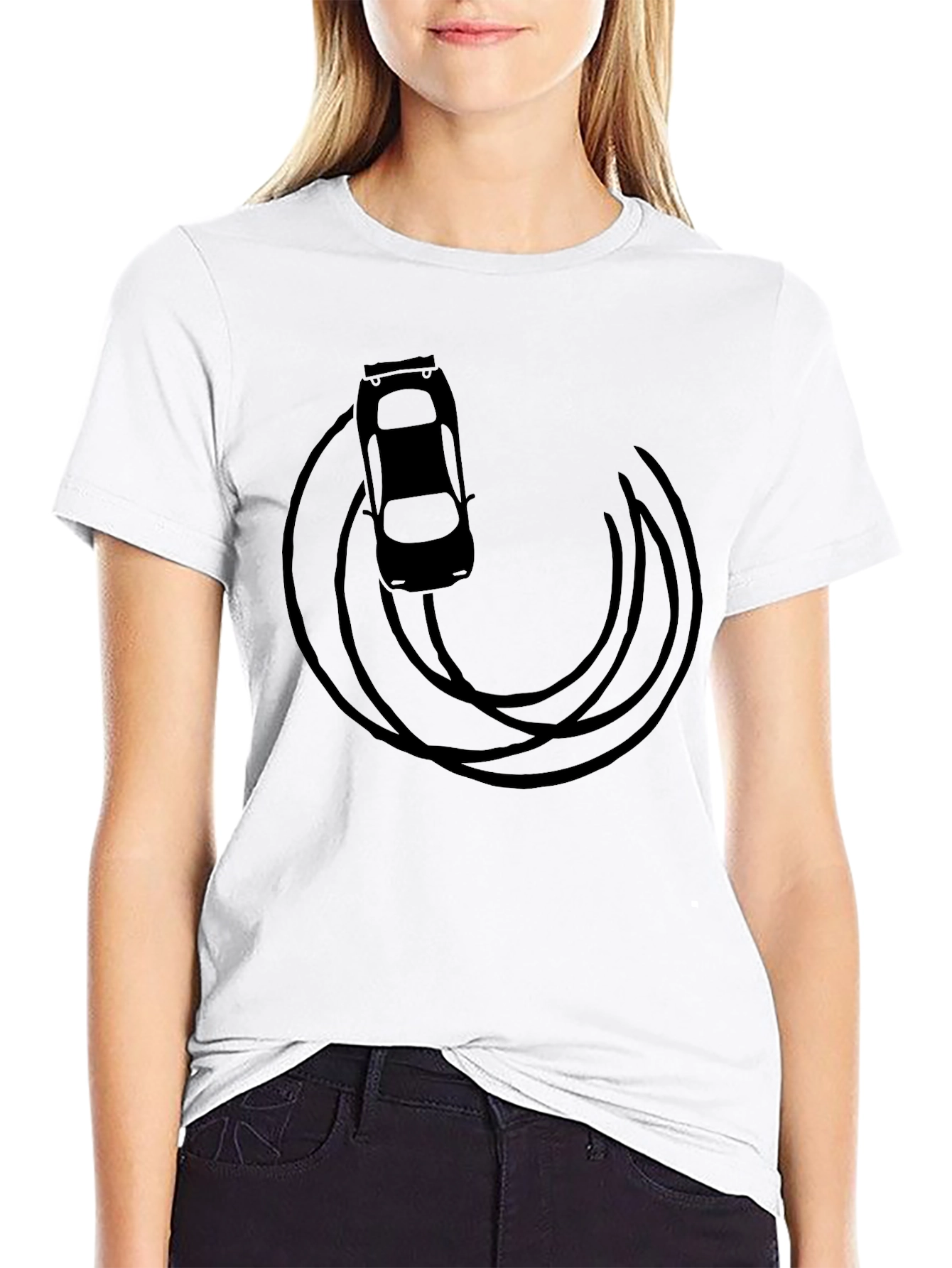 Black Drift Car Graphic Tee - Black Cotton T-Shirt view 9
