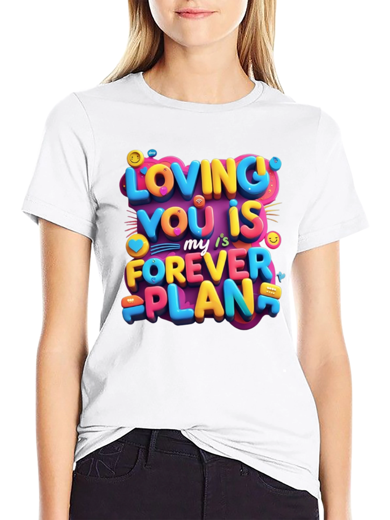Black Loving You is My Forever Plan Graphic Tee view 9