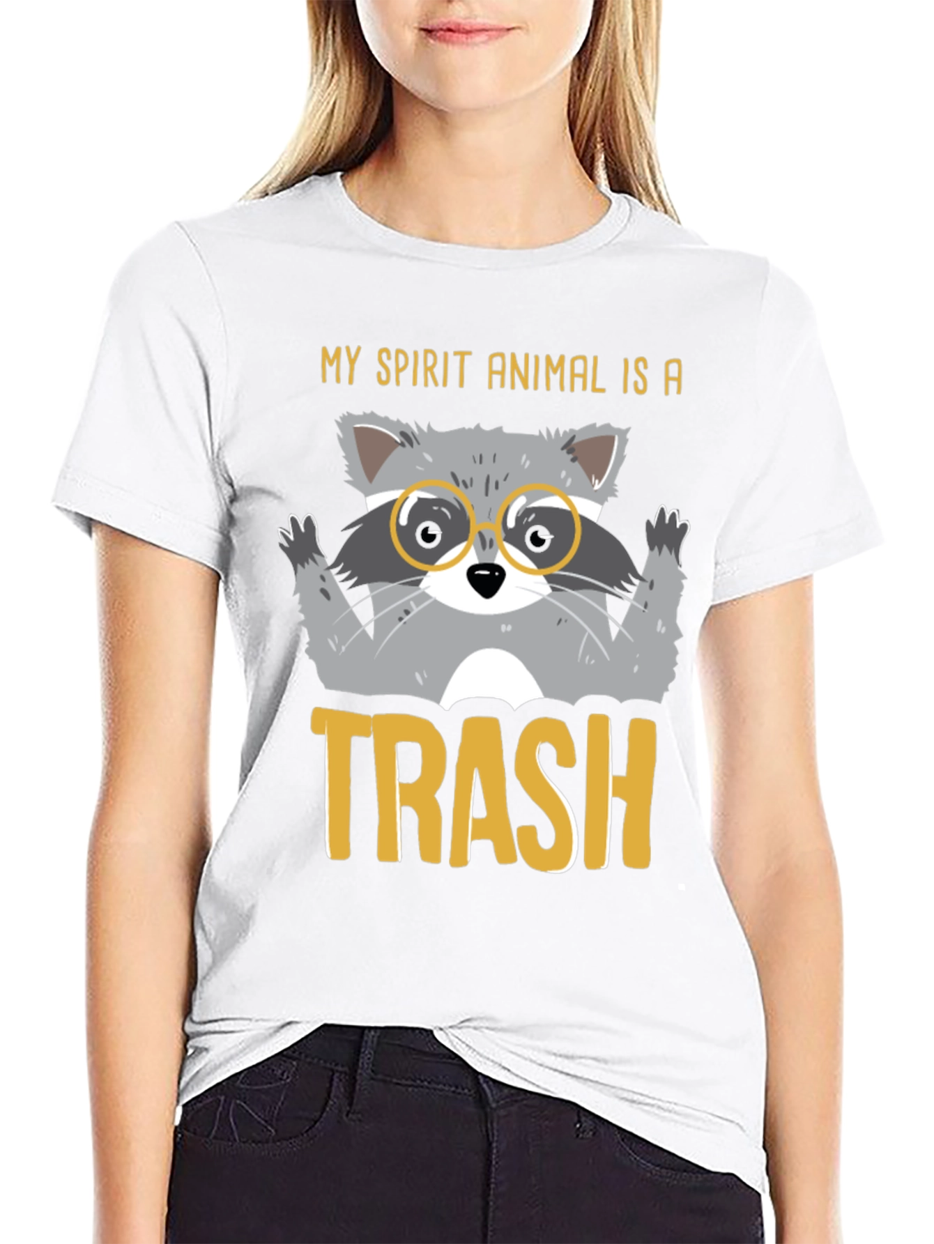 Black My Spirit Animal is Trash Raccoon Graphic T-Shirt view 9
