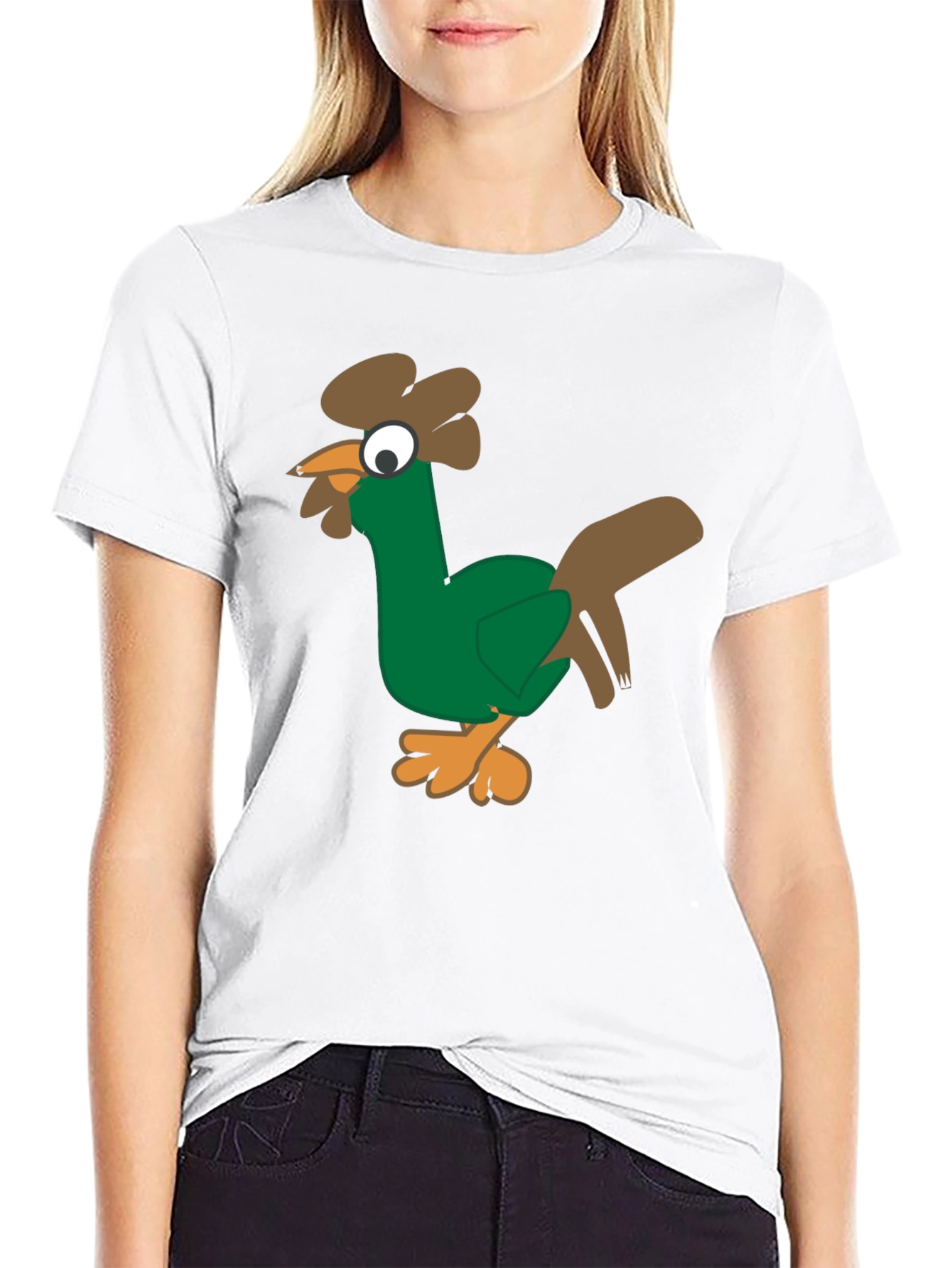 Black Funny Chicken Graphic Tee - Black Cotton T-Shirt view 9