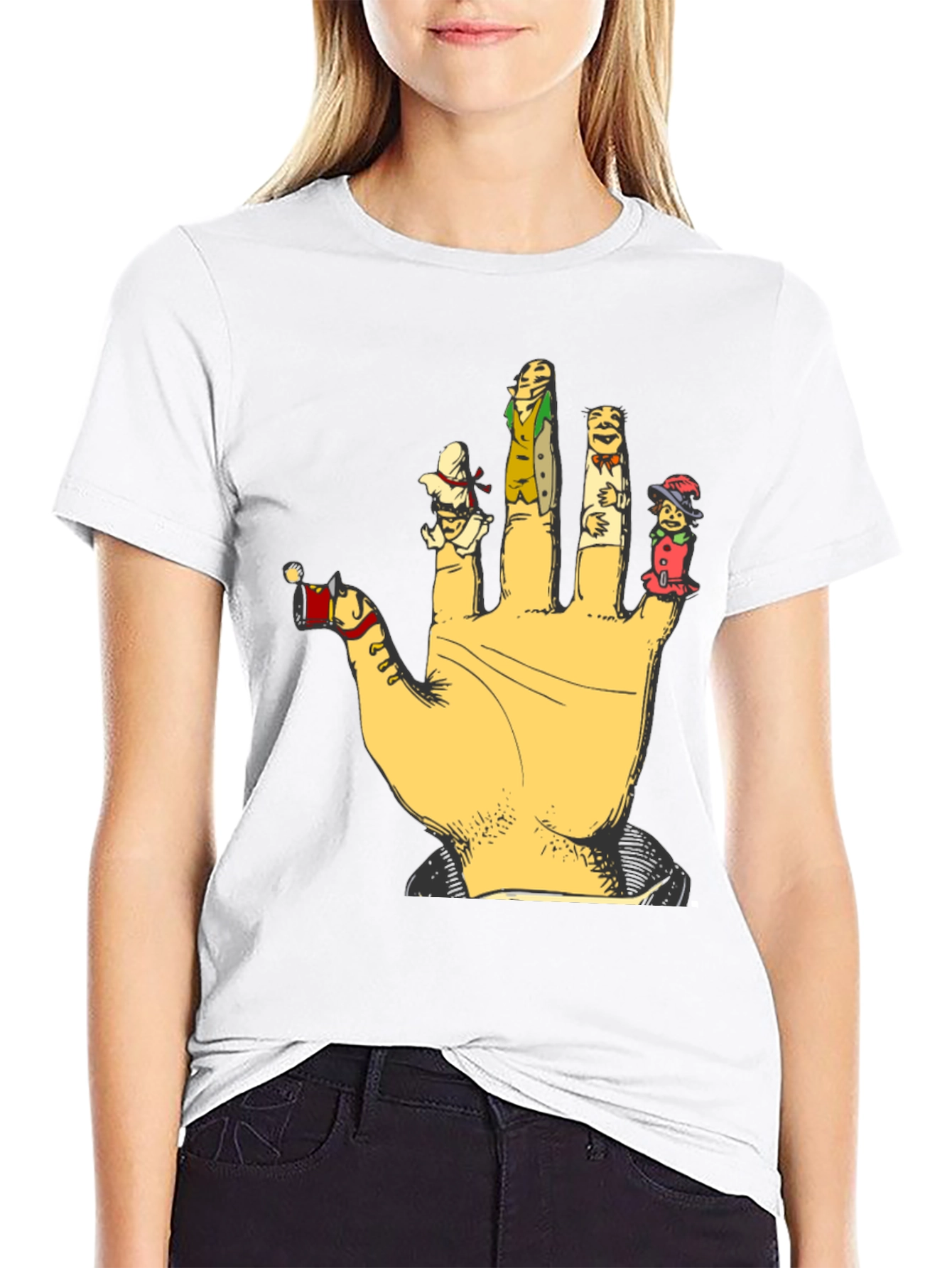 Black Finger Puppets Graphic T-Shirt view 9