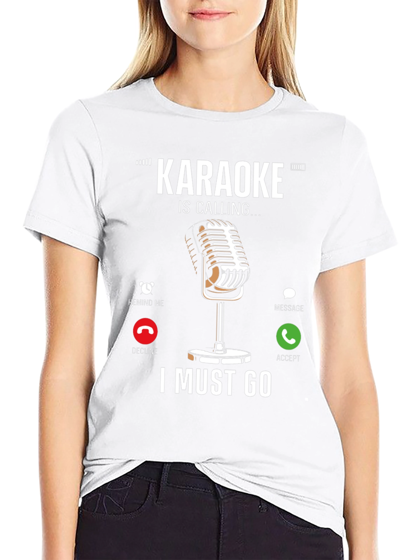 Black Karaoke Calling T-Shirt - Music Lover Tee view 9