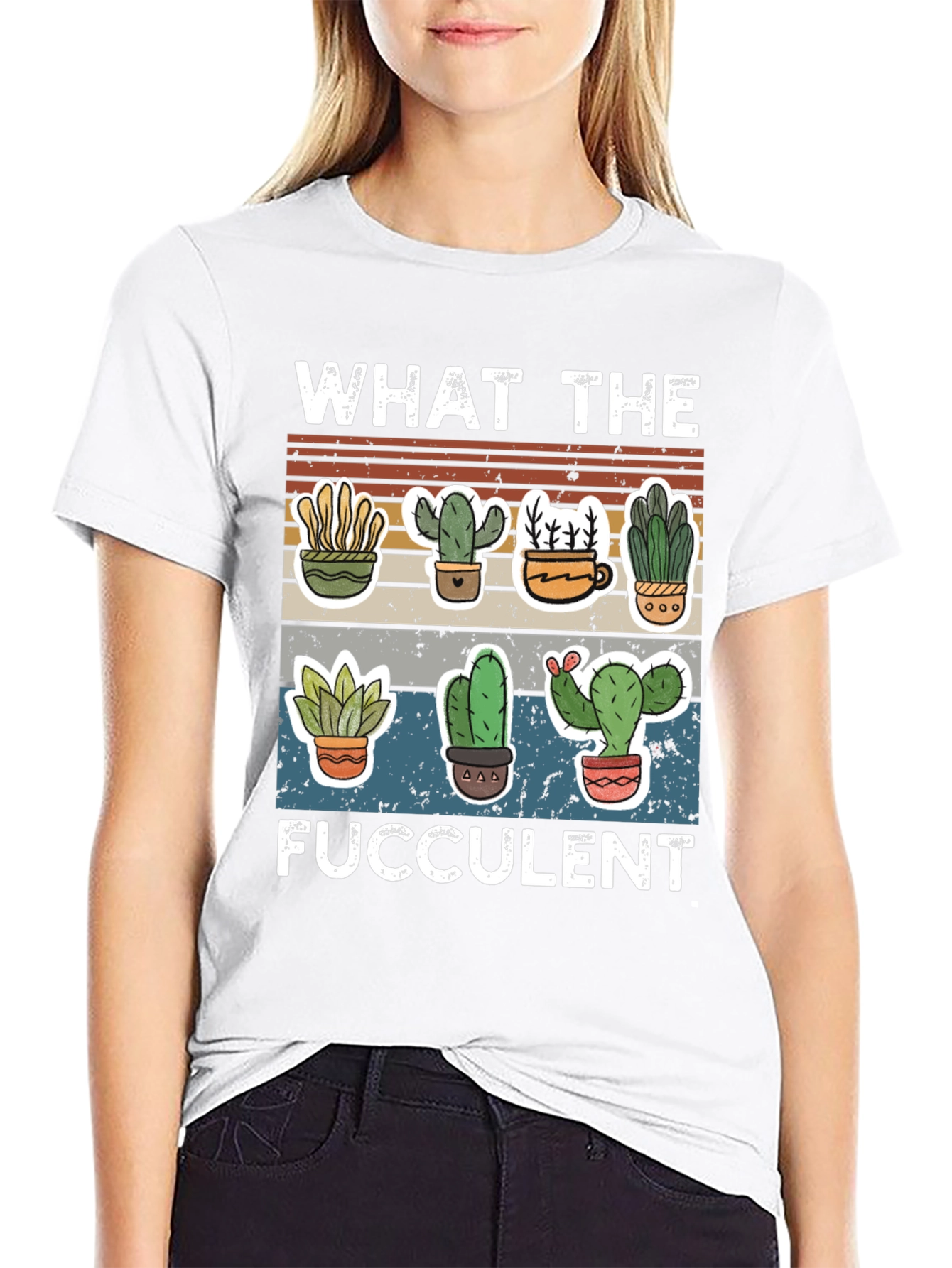 Black Funny Succulent T-Shirt - "What the Fucculent" Cactus Design view 9