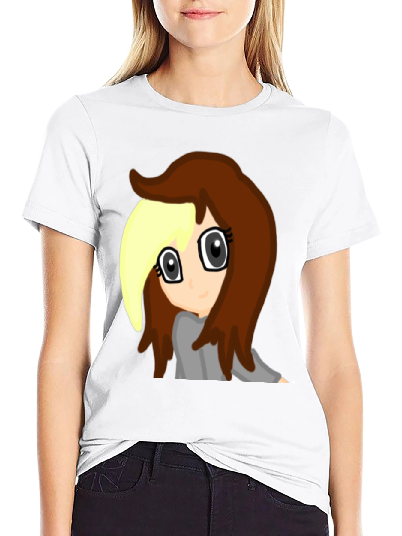 Black Anime Girl Graphic Tee - Black Cotton Comfort view 9