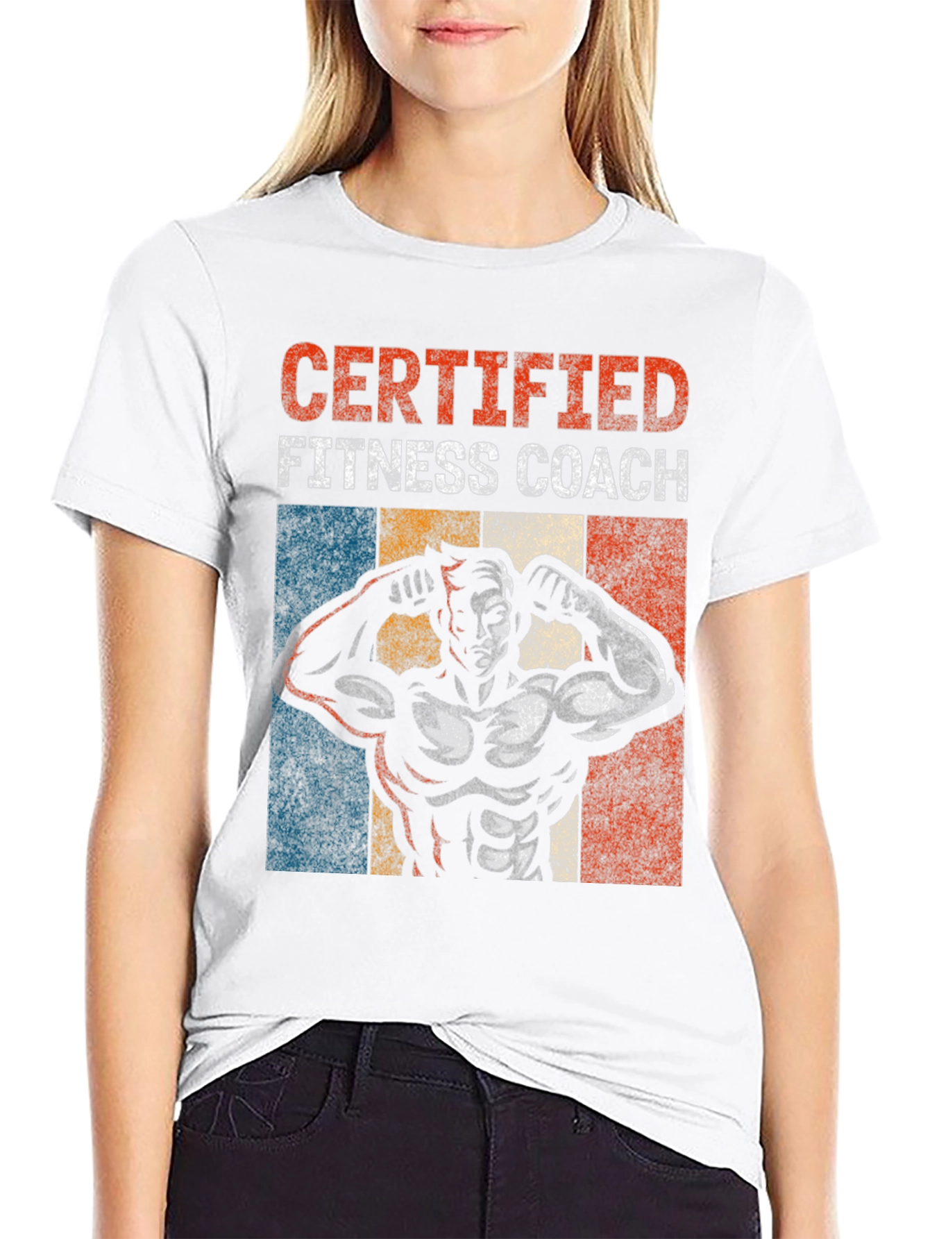 Black Certified Fitness Coach Graphic T-Shirt view 9
